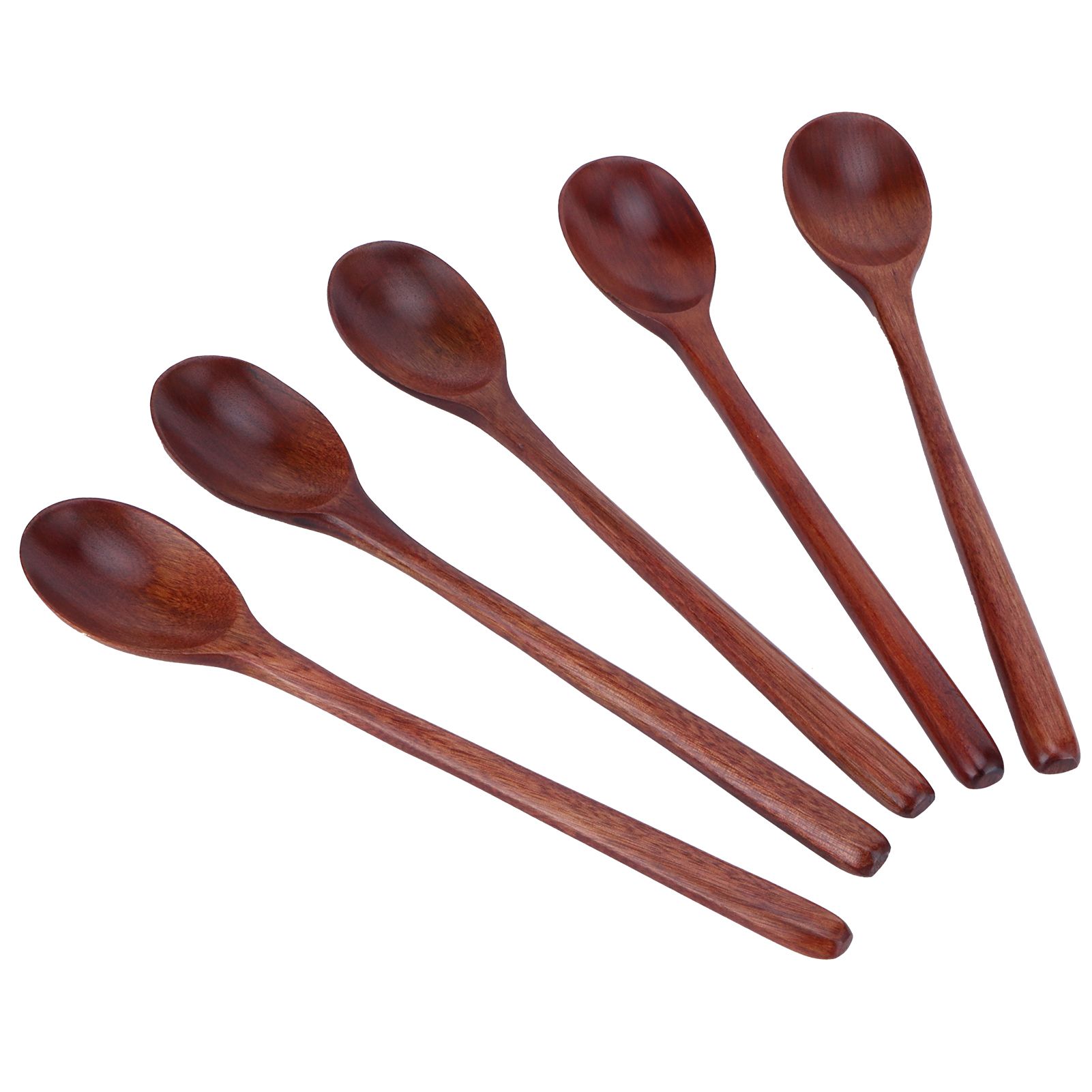 5PCS Wooden Spoon with Long Handle Soup Spoon for Barbecue Camping Party Home view 4
