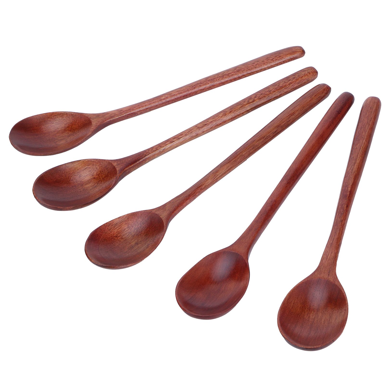 5PCS Wooden Spoon with Long Handle Soup Spoon for Barbecue Camping Party Home view 5