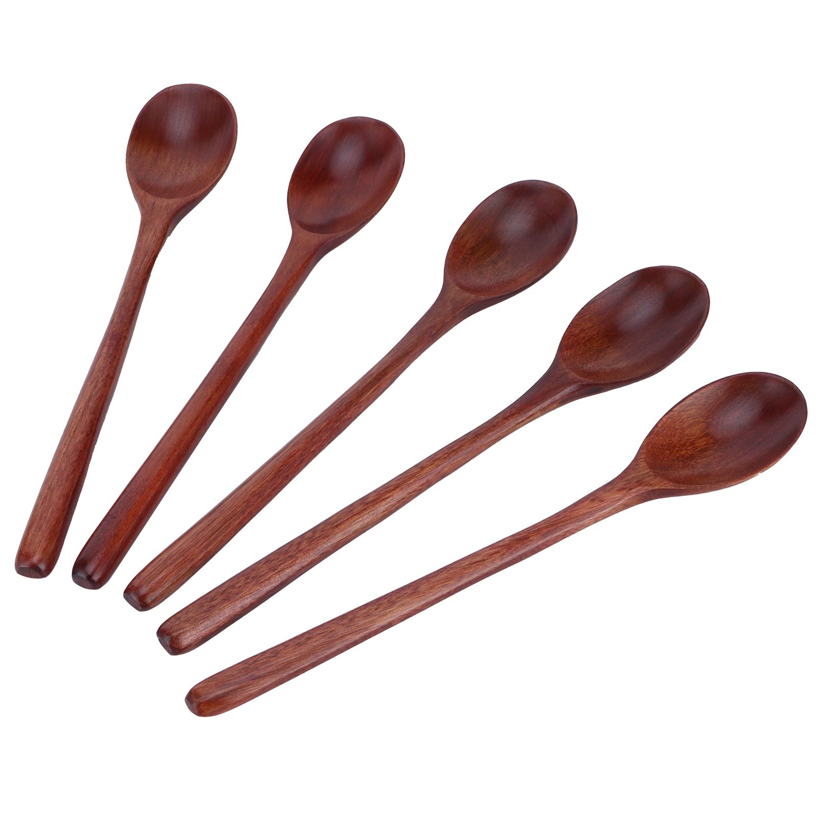 5PCS Wooden Spoon with Long Handle Soup Spoon for Barbecue Camping Party Home view 6