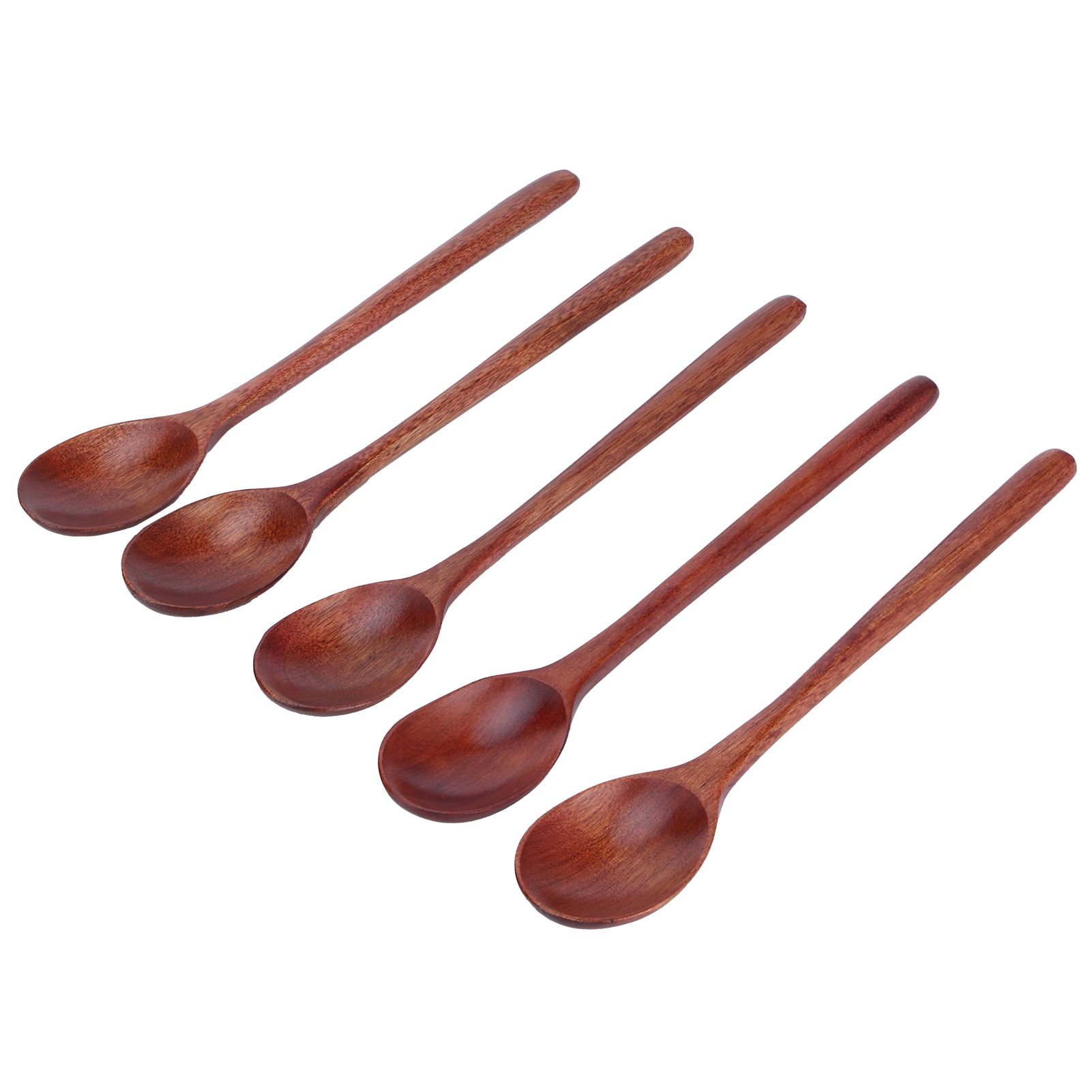 5PCS Wooden Spoon with Long Handle Soup Spoon for Barbecue Camping Party Home view 8