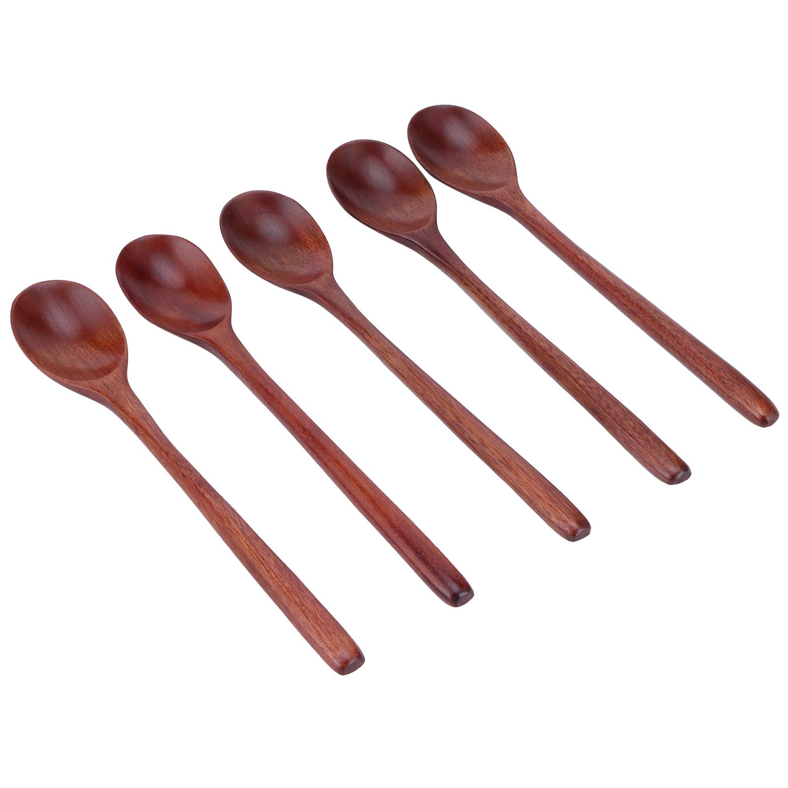 5PCS Wooden Spoon with Long Handle Soup Spoon for Barbecue Camping Party Home view 9