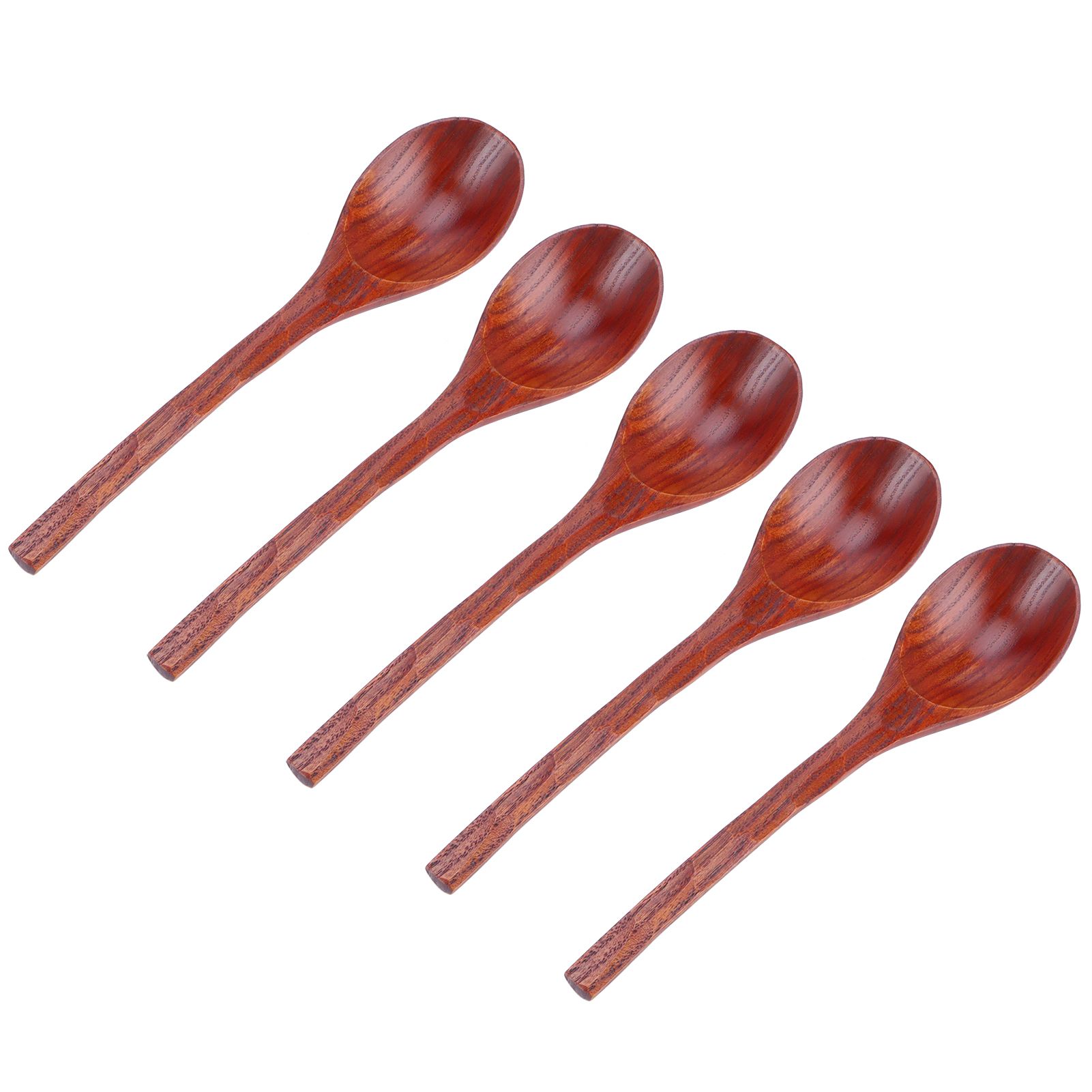 5PCS Japanese Style Wood Spoon Long Handle Soup Spoons Household Tableware view 4