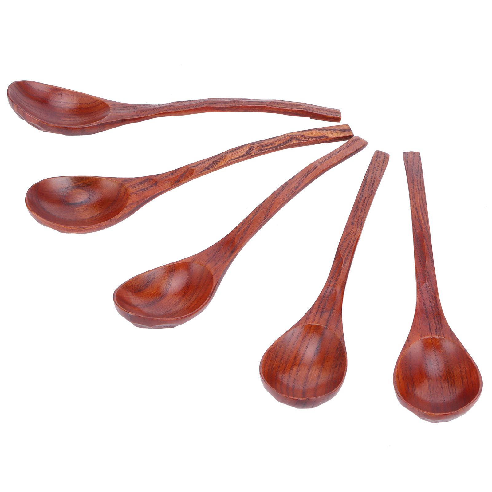 5PCS Japanese Style Wood Spoon Long Handle Soup Spoons Household Tableware view 5
