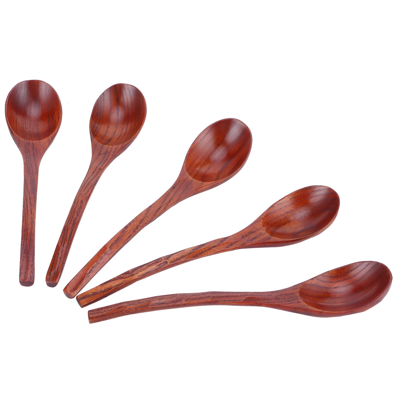 5PCS Japanese Style Wood Spoon Long Handle Soup Spoons Household Tableware view 6