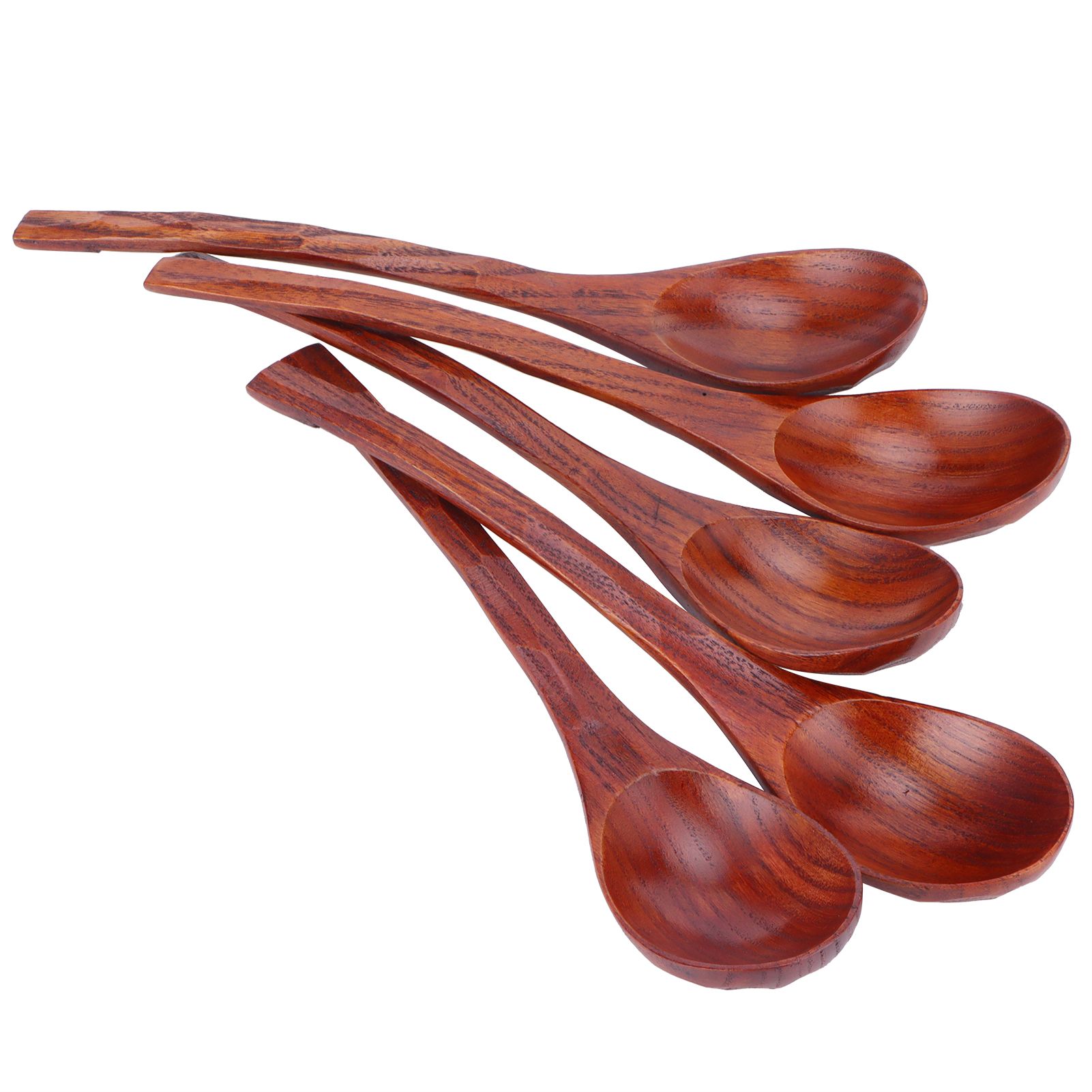 5PCS Japanese Style Wood Spoon Long Handle Soup Spoons Household Tableware view 7