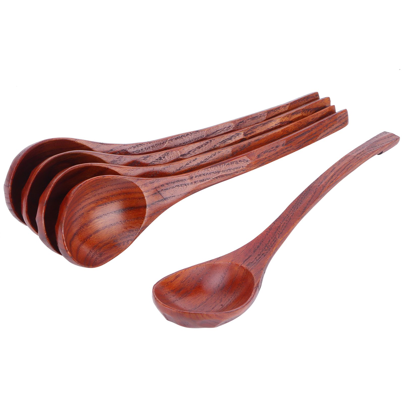 5PCS Japanese Style Wood Spoon Long Handle Soup Spoons Household Tableware view 8