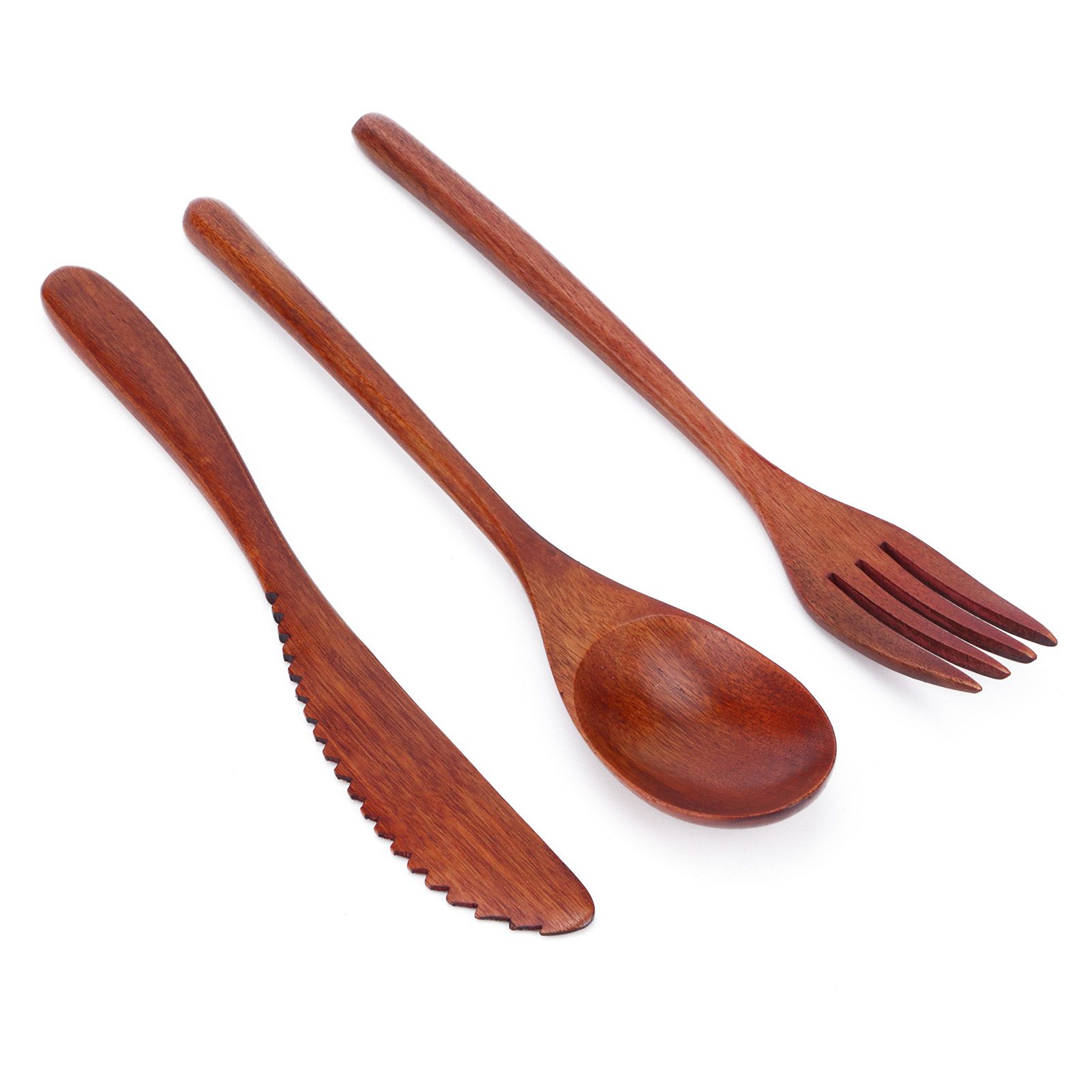 Portable Wooden Cutlery Set Spoon Fork Knife Wood Flatware Dinnerware view 8