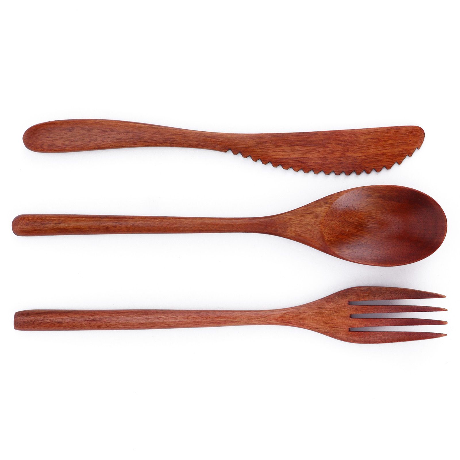 Portable Wooden Cutlery Set Spoon Fork Knife Wood Flatware Dinnerware view 9