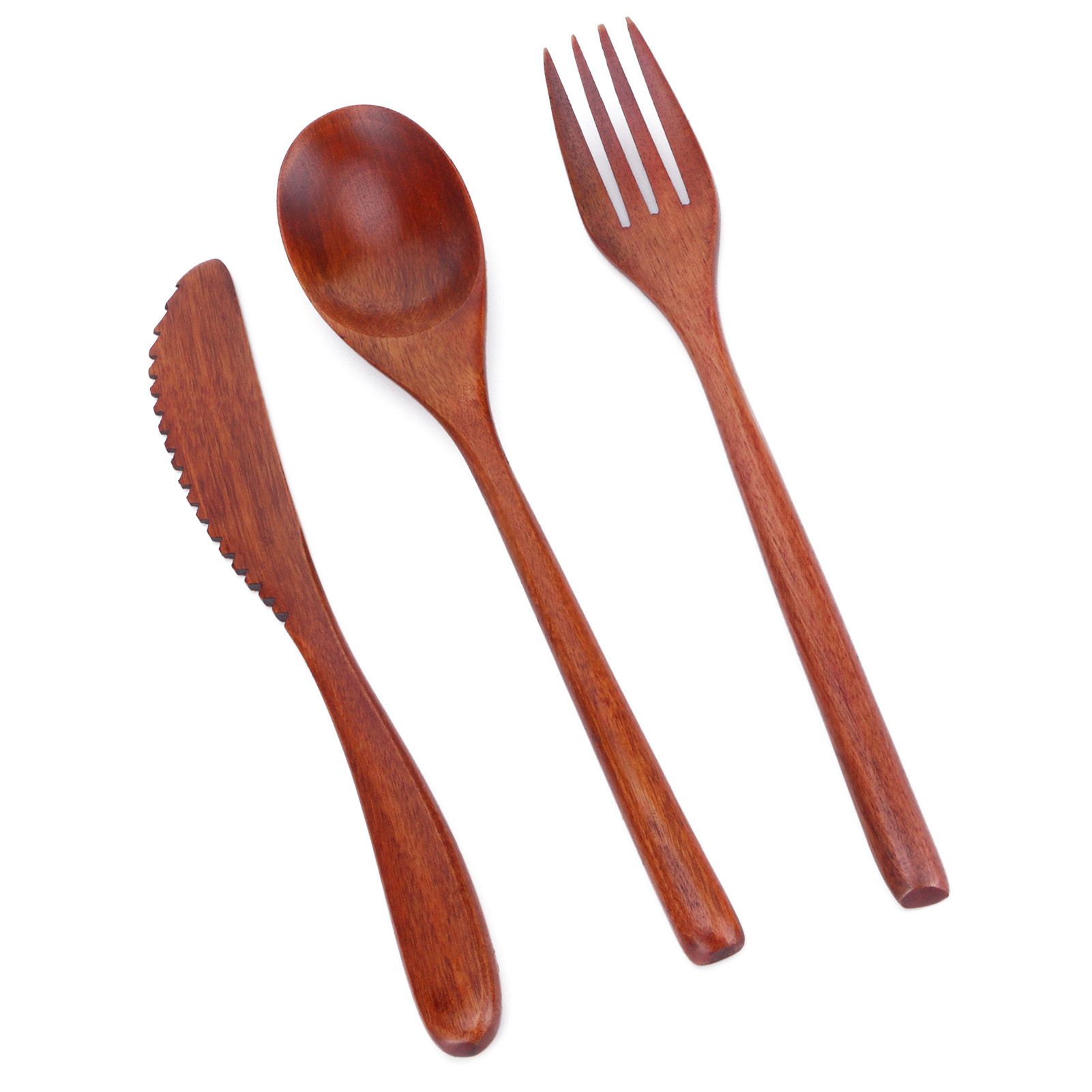 Portable Wooden Cutlery Set Spoon Fork Knife Wood Flatware Dinnerware view 10