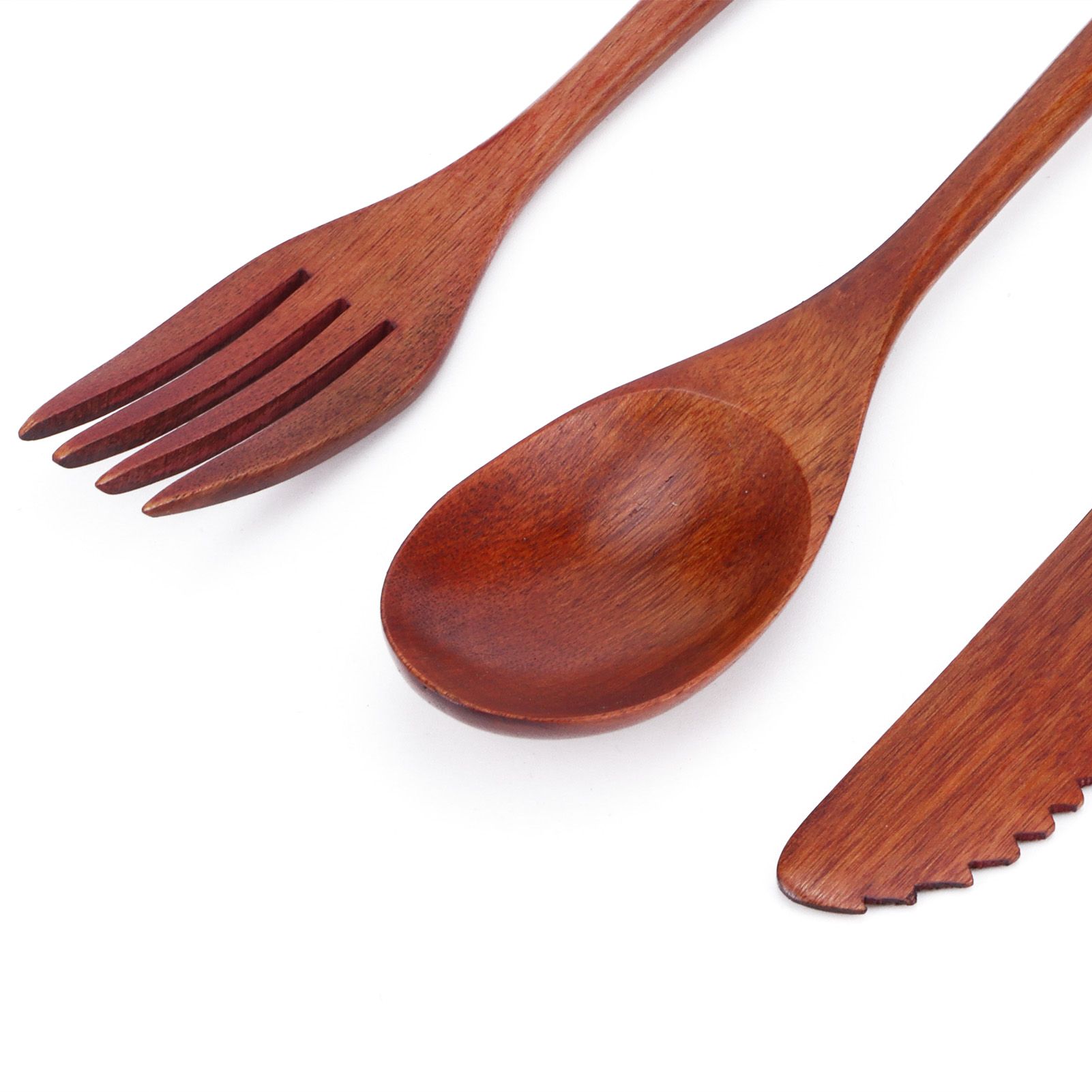 Portable Wooden Cutlery Set Spoon Fork Knife Wood Flatware Dinnerware view 13