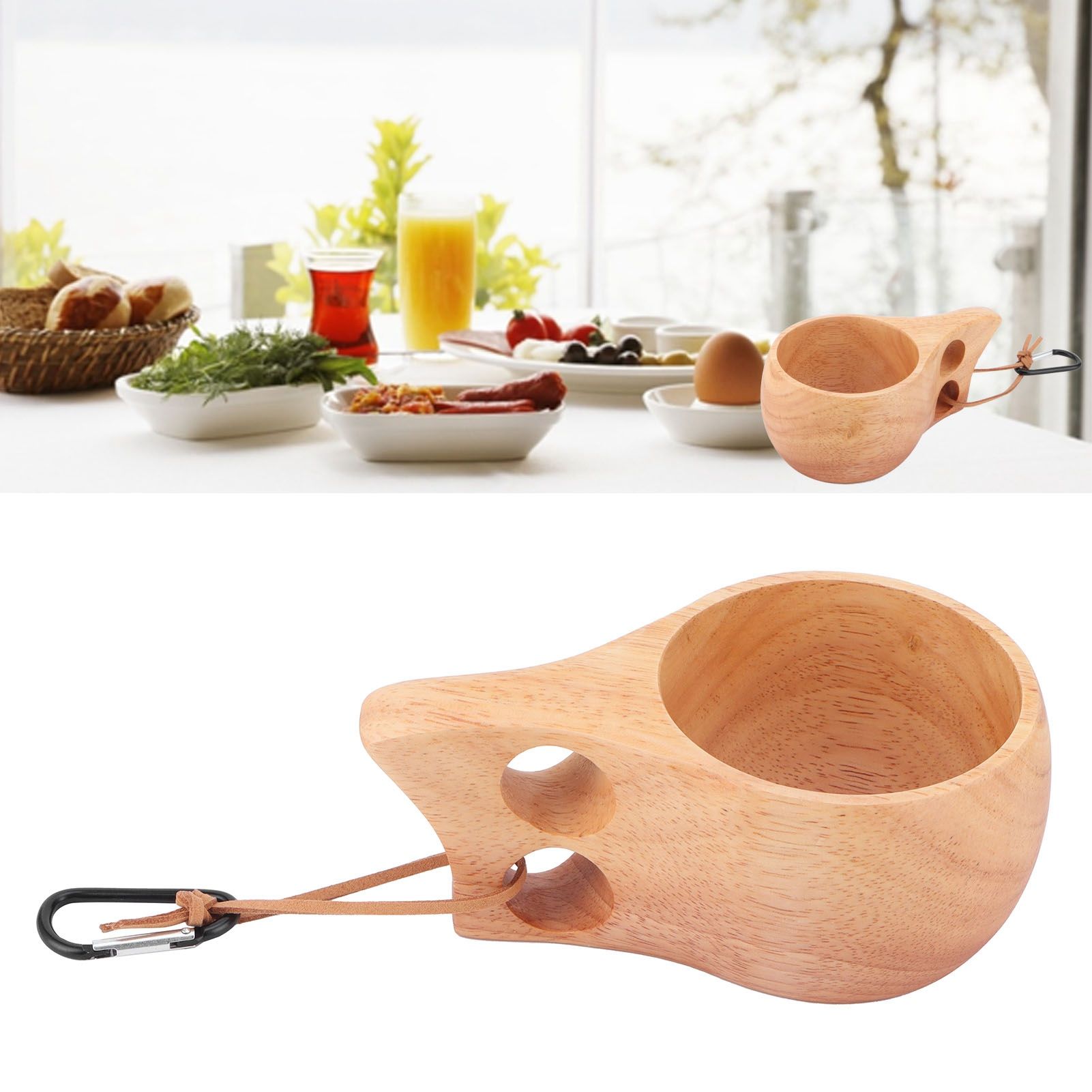 200ml Wooden Cup Portable Nordic Style Milk Coffee Mug with Hanging Buckle for view 11