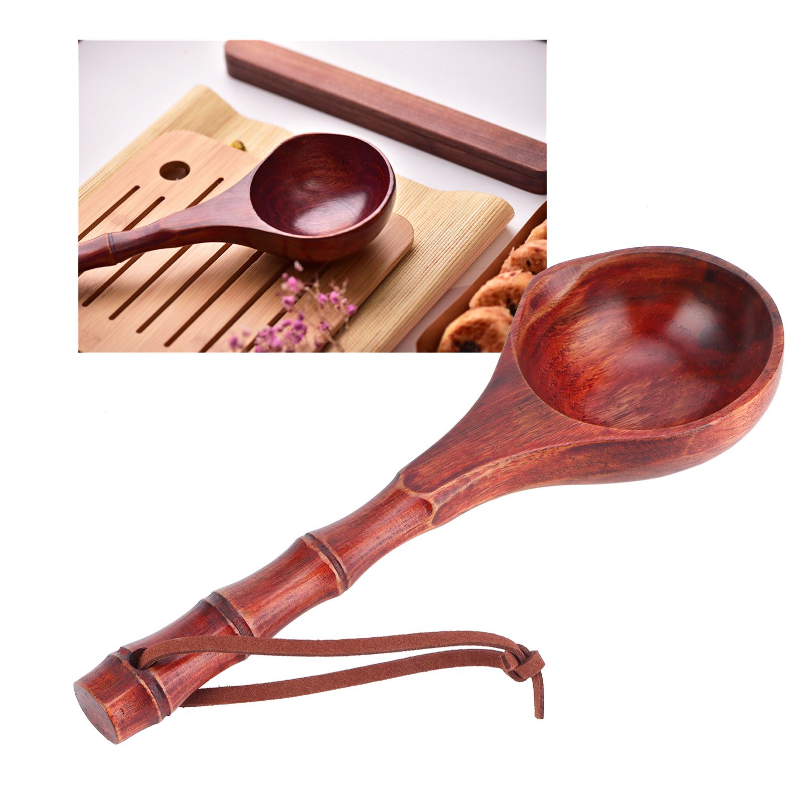 Wooden Round Spoon Japanese Style Sauna Water Ladle Kitchen Soup Spoon Accessory view 12