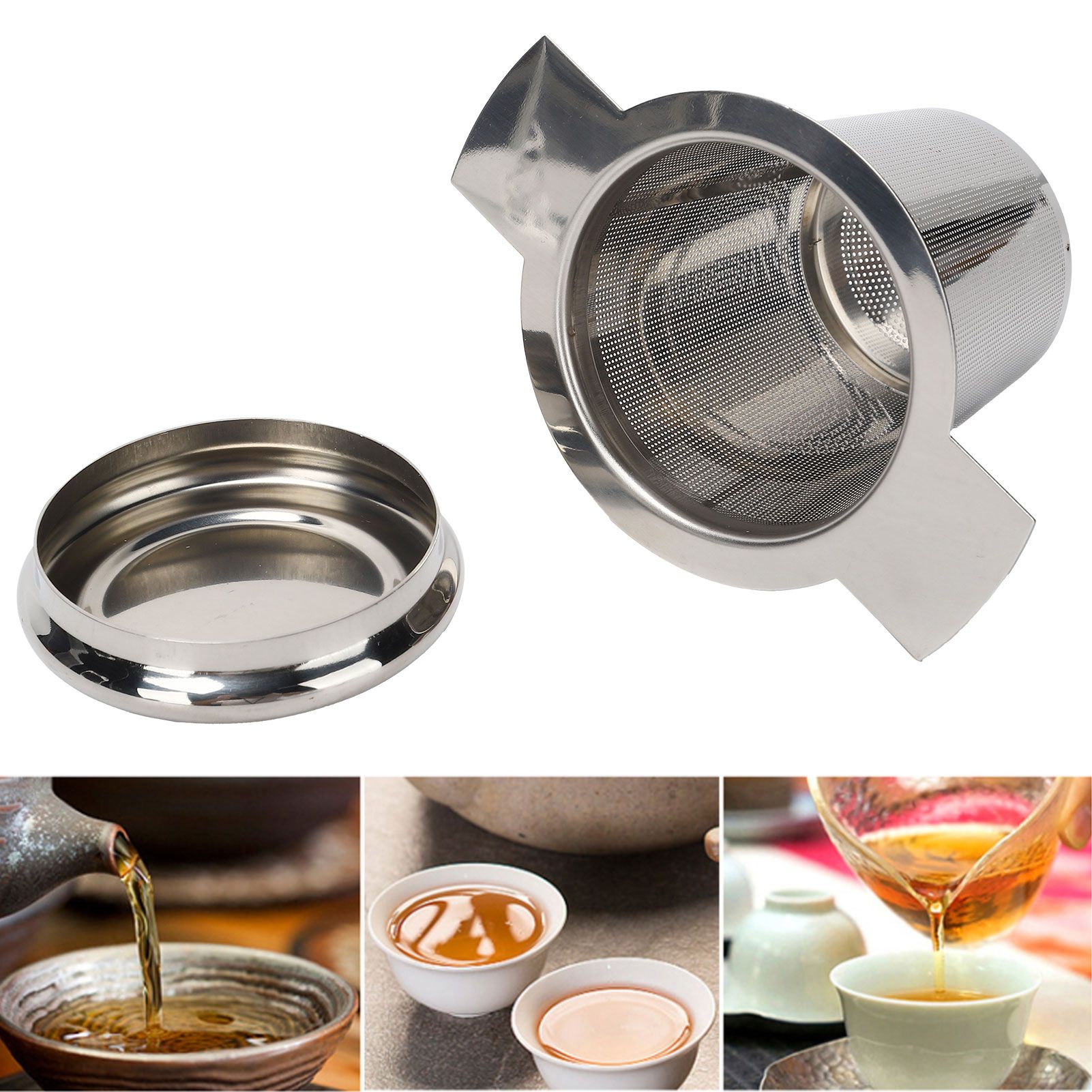 Tea Strainer Loose Leaf Tea Infuser Basket Fine Mesh Filter with Lid Teaware view 11