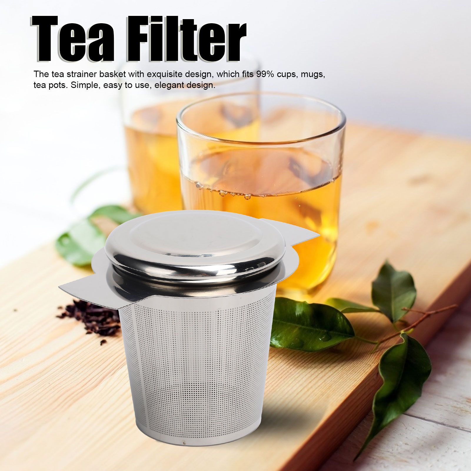 Tea Strainer Loose Leaf Tea Infuser Basket Fine Mesh Filter with Lid Teaware view 14