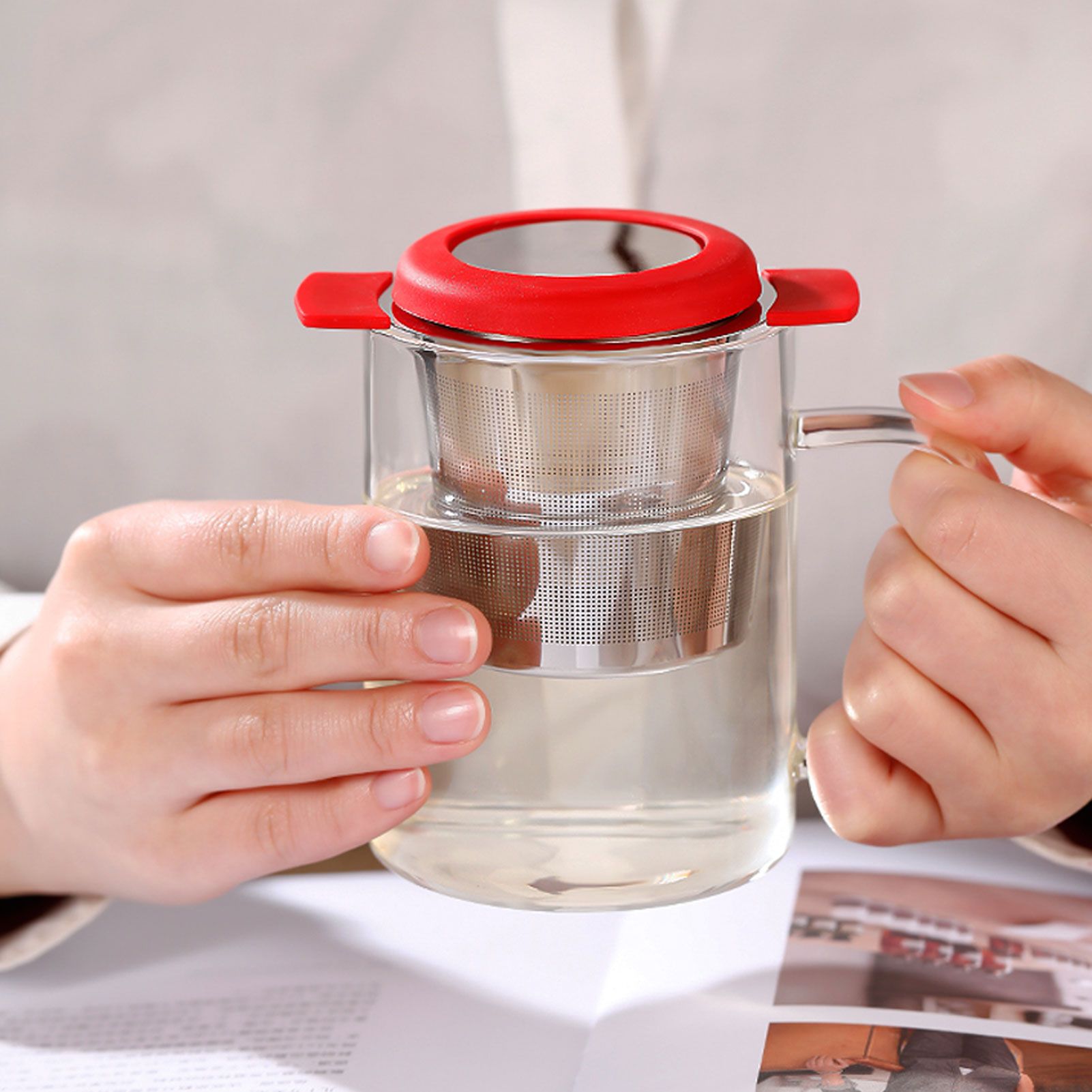 Tea Strainer Loose Leaf Tea Infuser Basket Fine Mesh Filter with Lid Teaware view 15