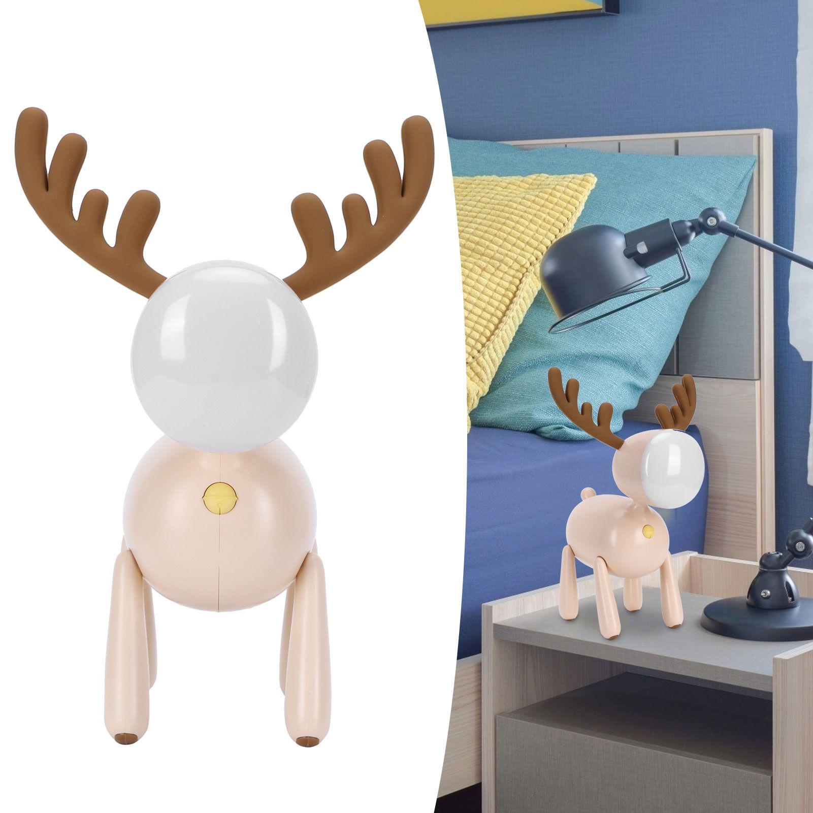 LED Night Light Cartoon Deer-Shaped Table Lamp 1200mAh USB Charging Bedroom view 9