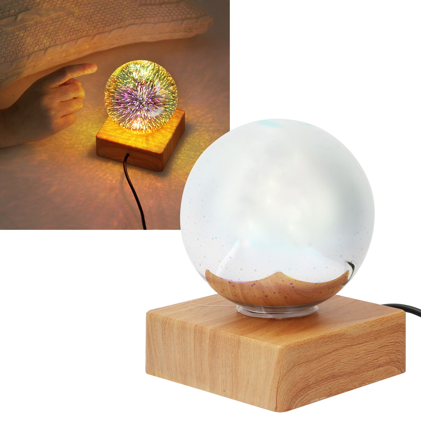 Glass Ball Night Light USB Plug in Bedside Lamp Decorative Lamp Colorful view 9