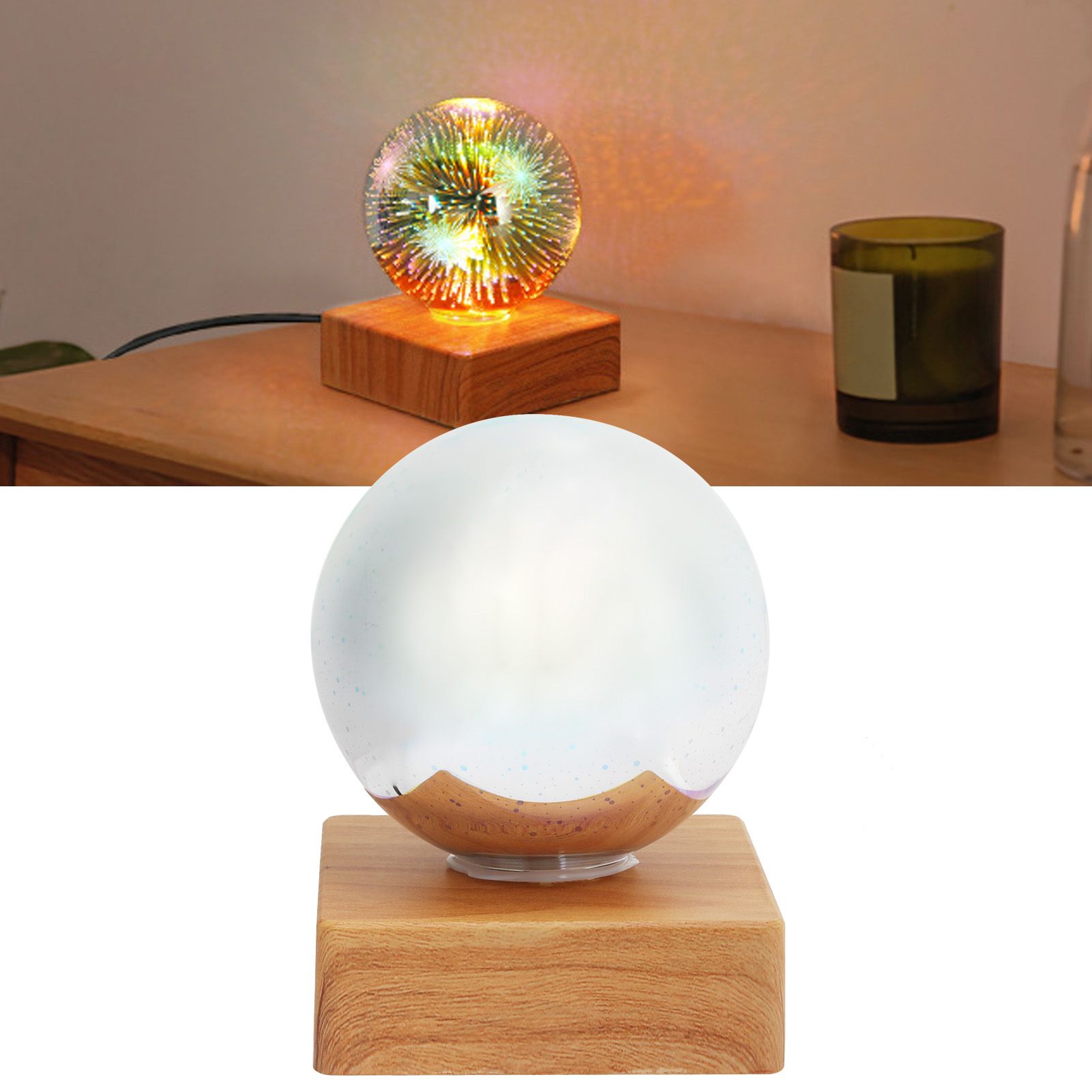 Glass Ball Night Light USB Plug in Bedside Lamp Decorative Lamp Colorful view 10
