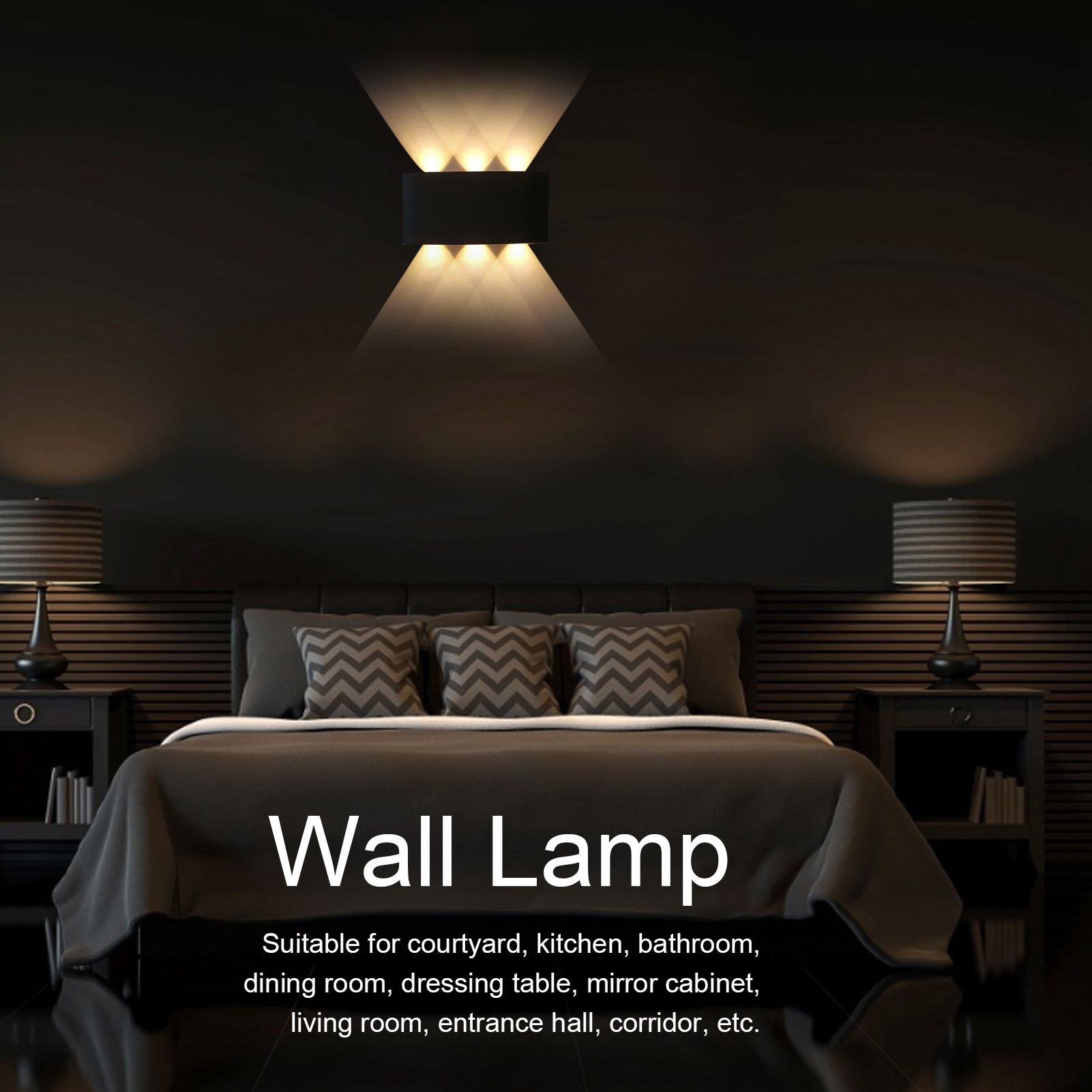 6W LED Wall Light Aluminium Black Shell Warm Light Up Down Lighting Decoration view 15