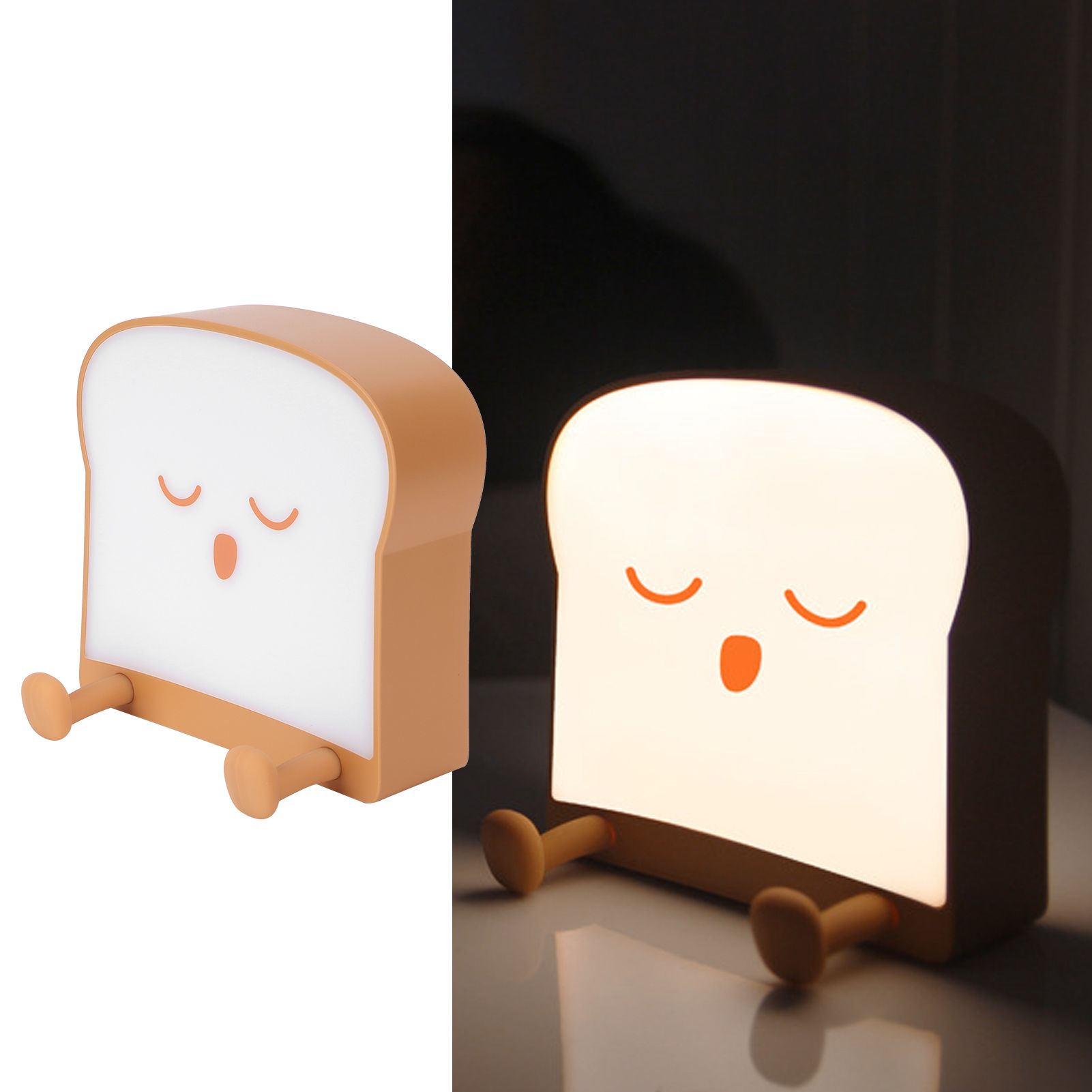 USB Night Light Mini Cute Cartoon Bread‑Shaped Bedside Lamp Phone Holder Stand view 9