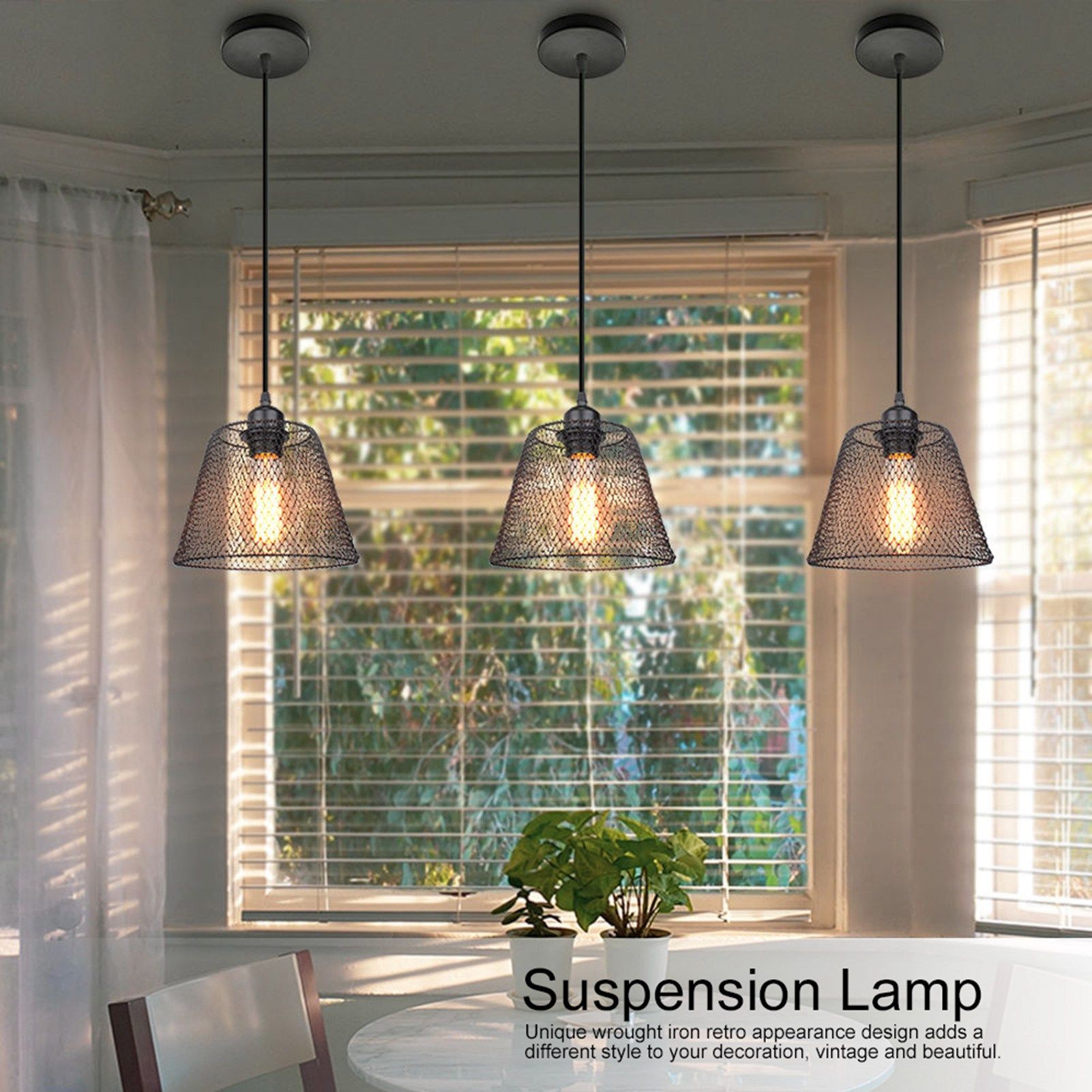 Wrought Iron Pendant Light Nordic Innovative LED Hanging Lamp Living Room view 15