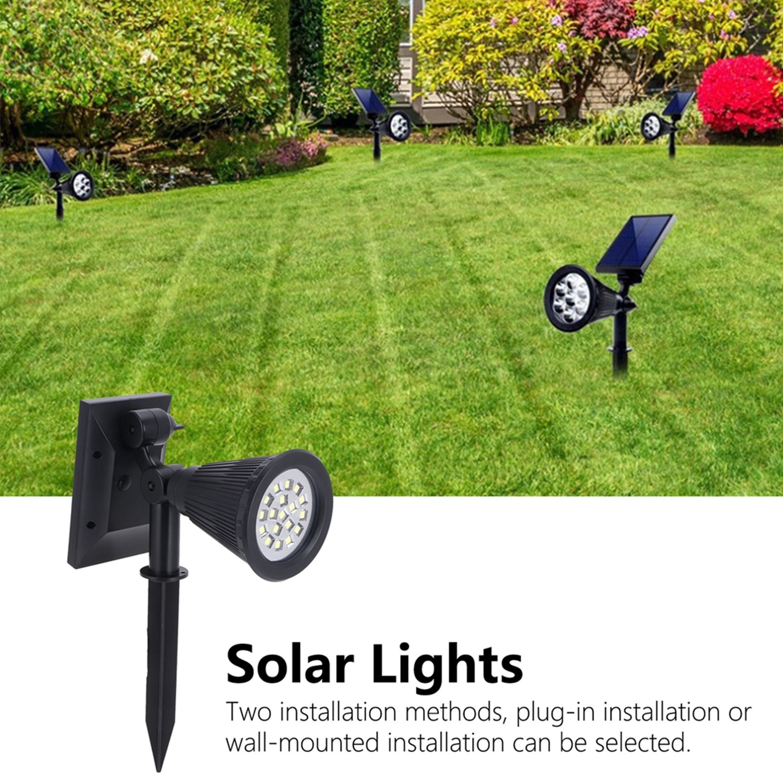 LED Solar Lawn Lights Spotlights with 18pcs Chips for Outdoor Garden Park Yard view 15