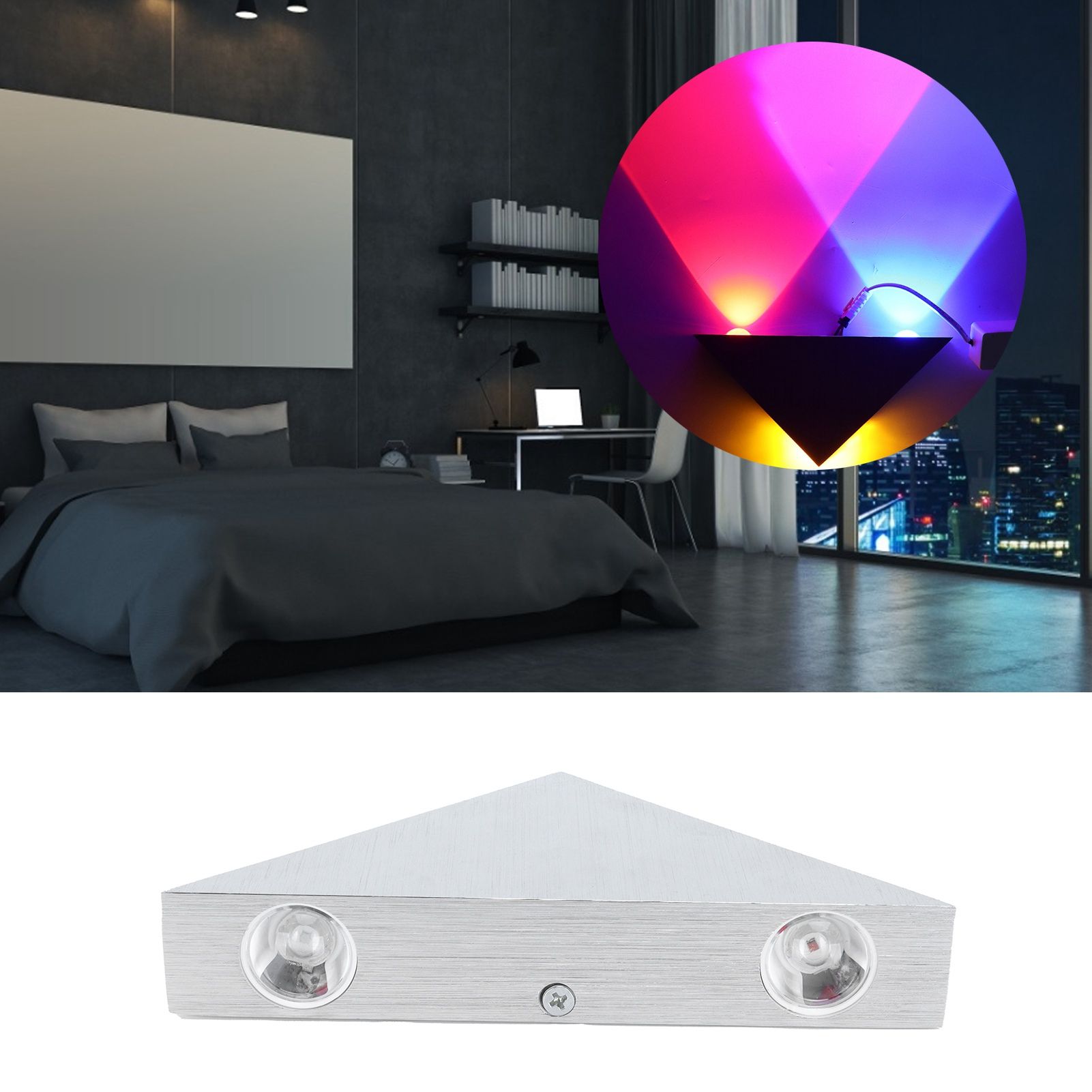 LED Wall Light 9W Modern Aluminum Triangular Lamp for Bedroom Corridor Hallway view 11