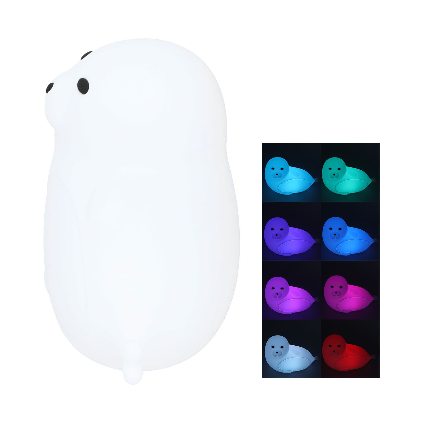 Silicone Bedside Lamp 1.3W Innovative USB Night Light with Colorful Lighting White view 4