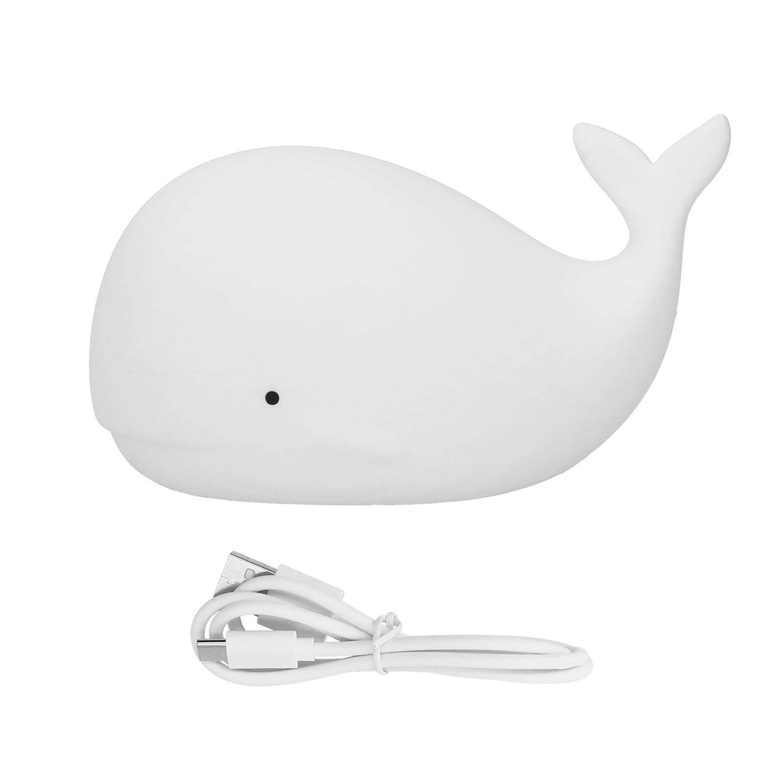 USB Night Light 1.3W Whale Shape 7-Colors Silicone Bedside Lamp for Home — image 1