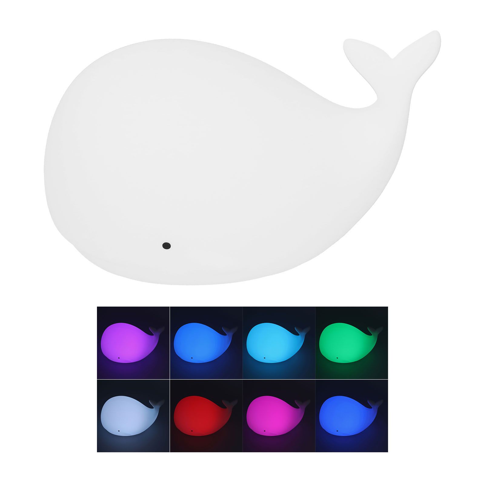 USB Night Light 1.3W Whale Shape 7-Colors Silicone Bedside Lamp for Home view 4
