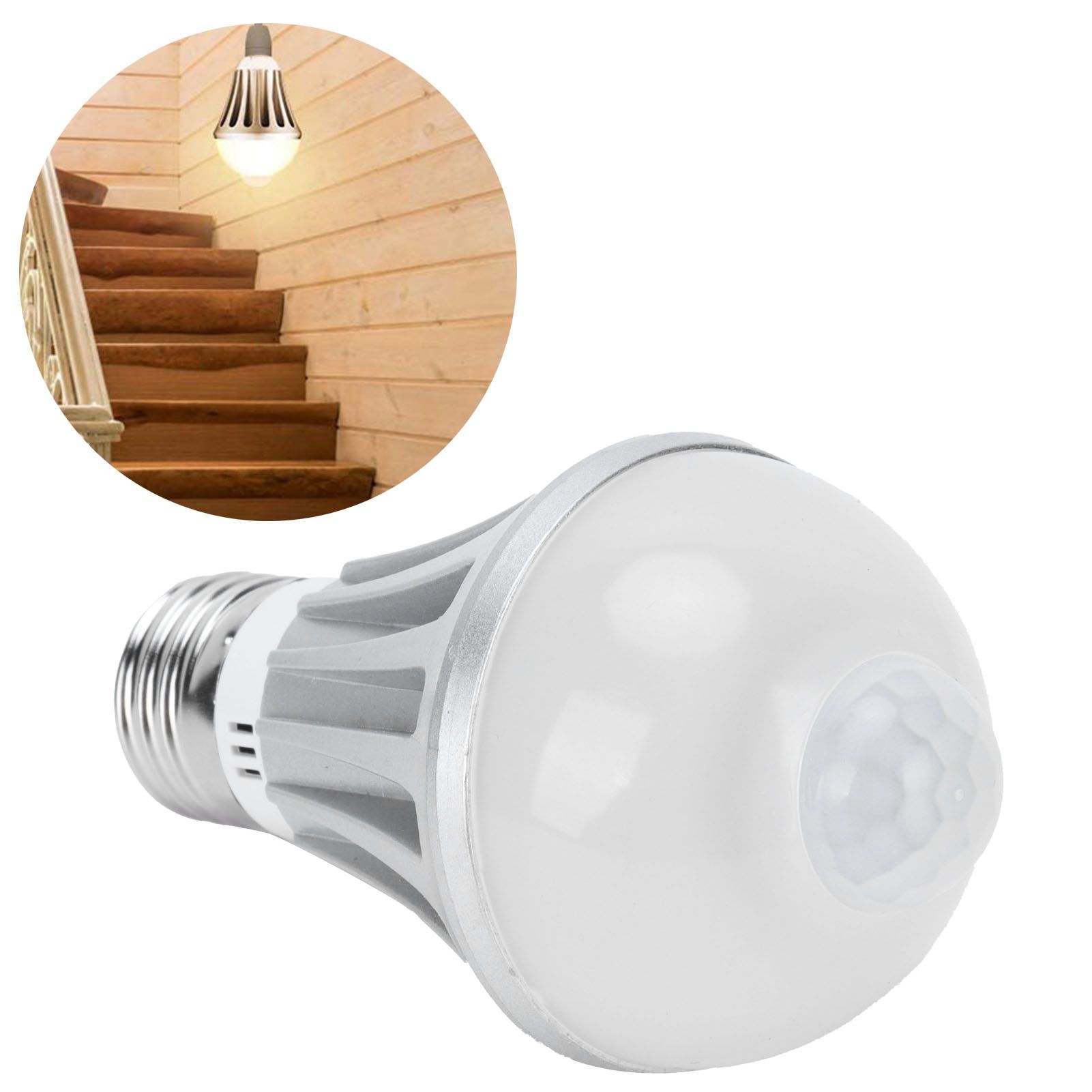 LED Sensor Light Bulb 7W E27 Human Body Sensor Bulb for Corridor 85‑265V Warm view 11