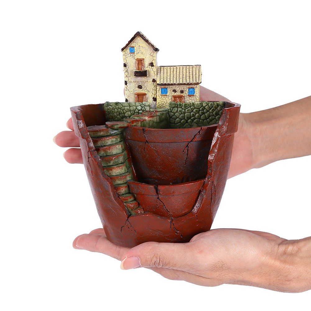 1pcs Hanging Garden Shape Resin Flower Pot For Planting Succulent Plants view 8