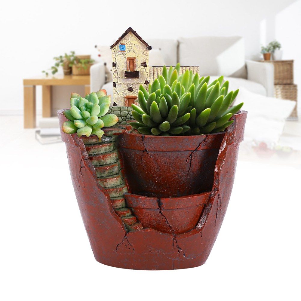 1pcs Hanging Garden Shape Resin Flower Pot For Planting Succulent Plants view 11
