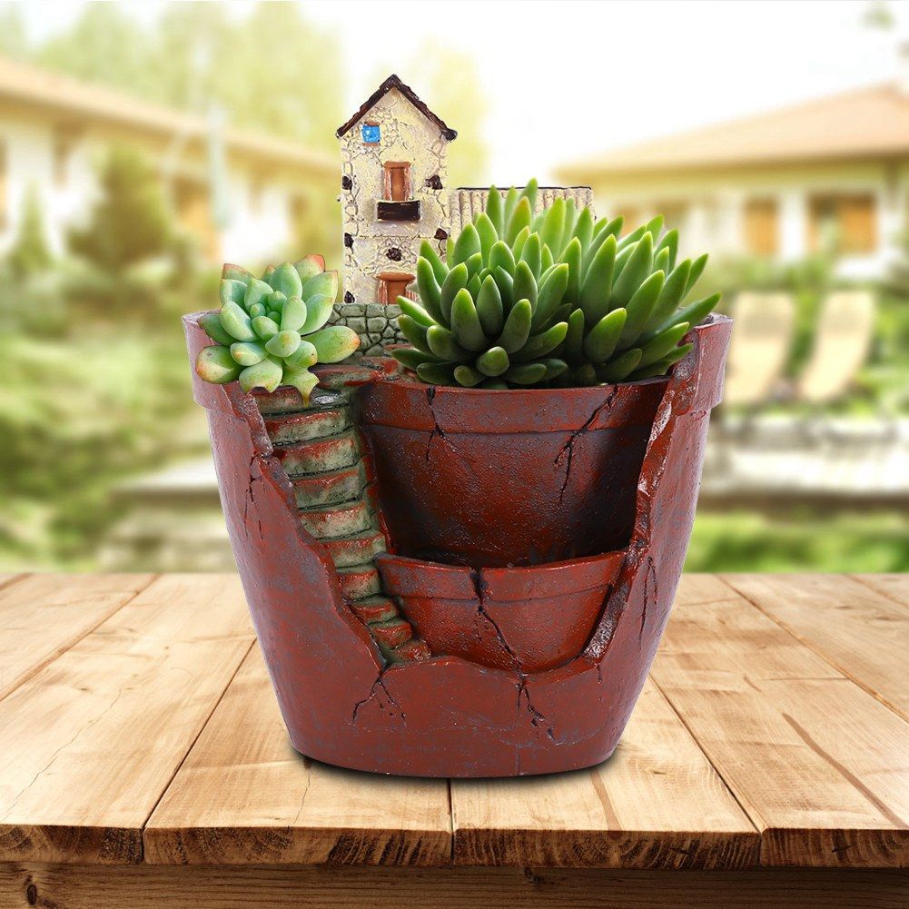 1pcs Hanging Garden Shape Resin Flower Pot For Planting Succulent Plants view 12