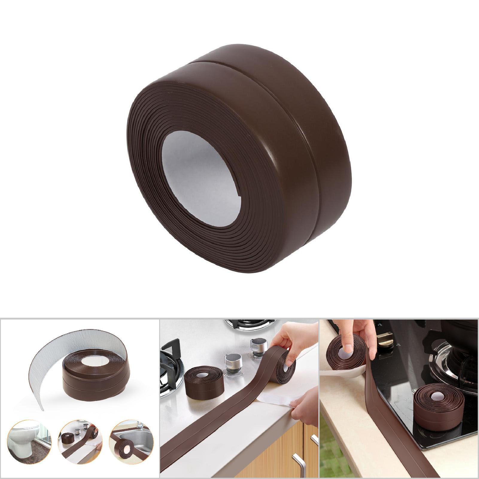 Self Adhesive Bath And Wall Sealing Strip Sink Basin Edge Trim Kitchen (Brown view 12