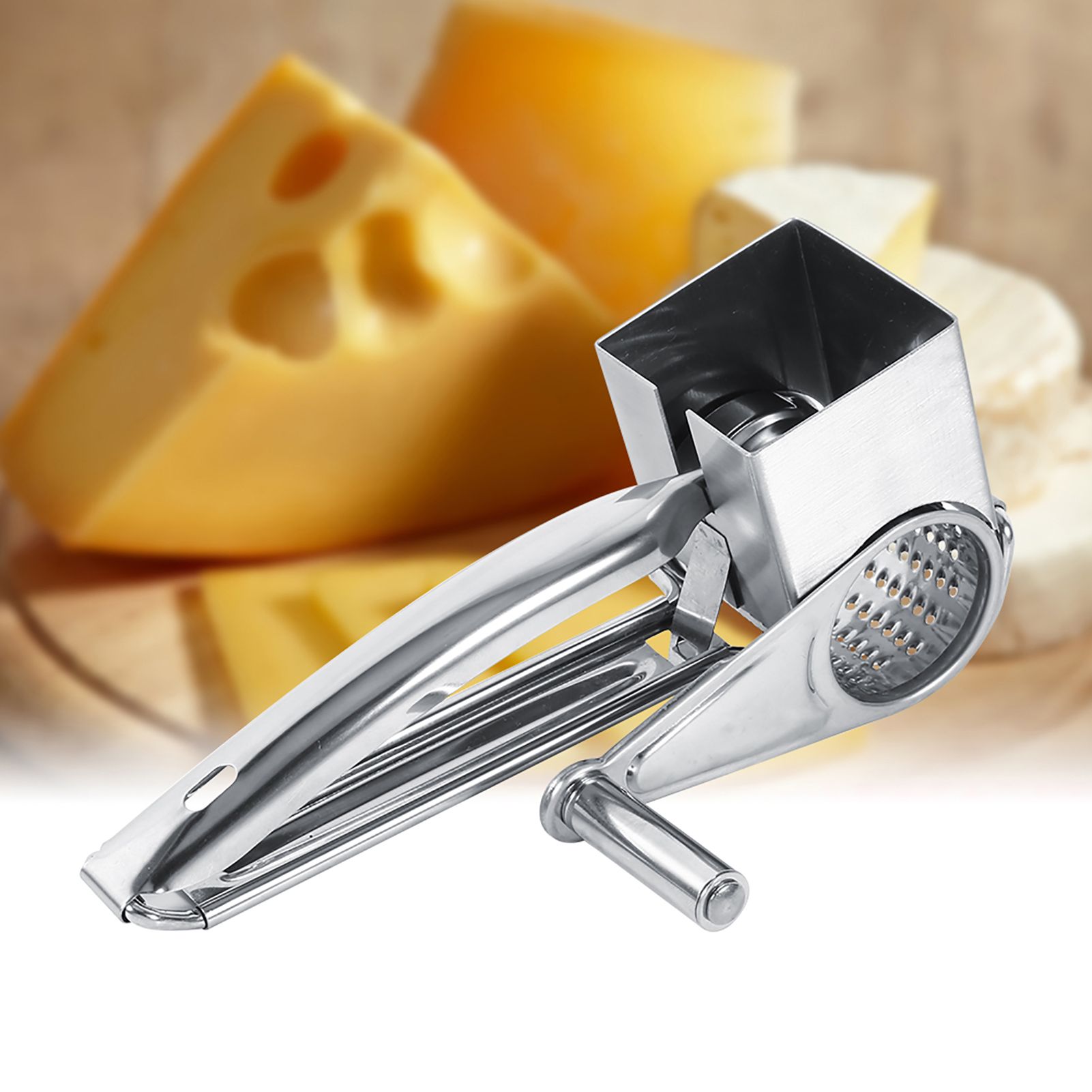 Multifunctional Kitchen Craft Rotary Stainless Steel Cheese Grater 1 Drums view 9