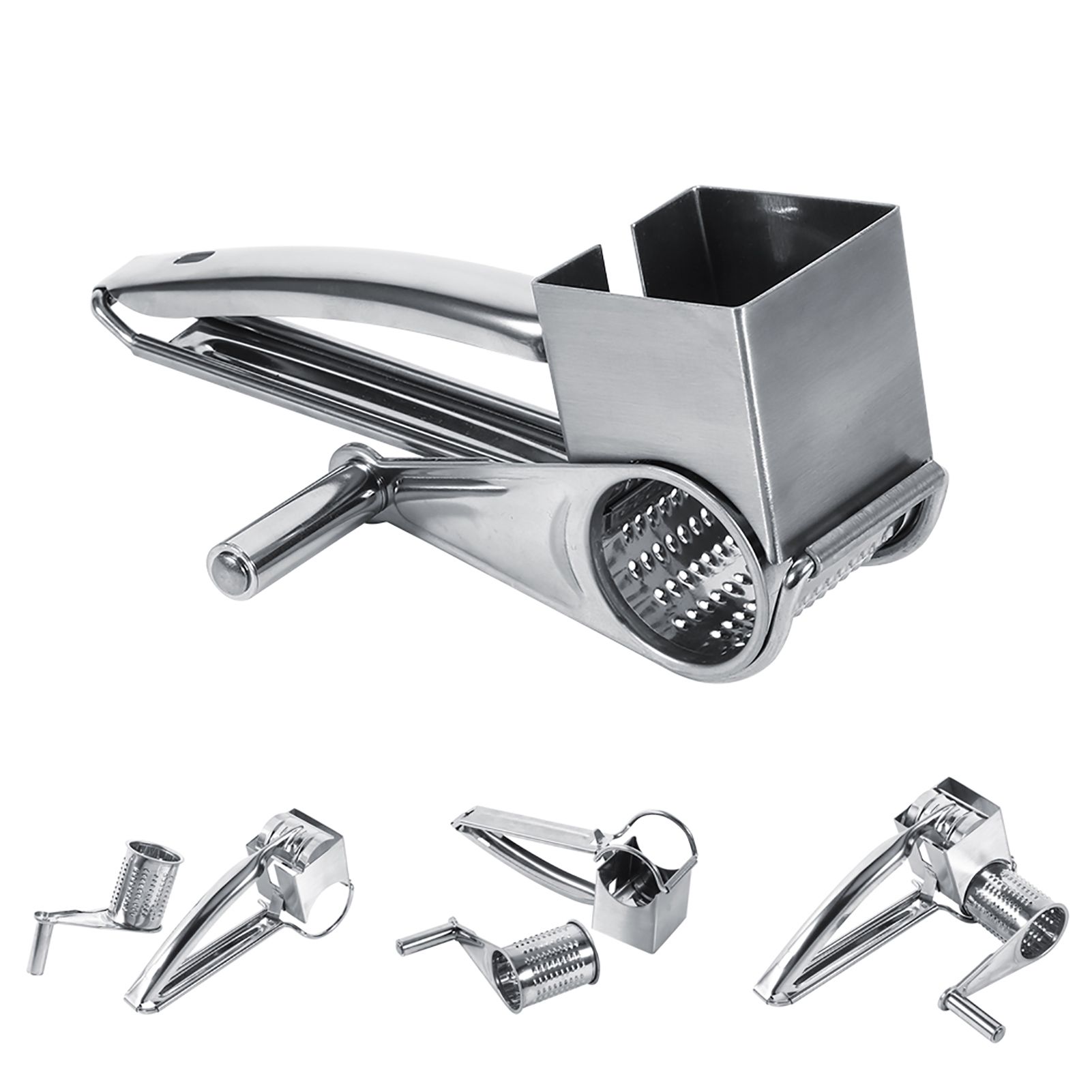 Multifunctional Kitchen Craft Rotary Stainless Steel Cheese Grater 1 Drums view 12