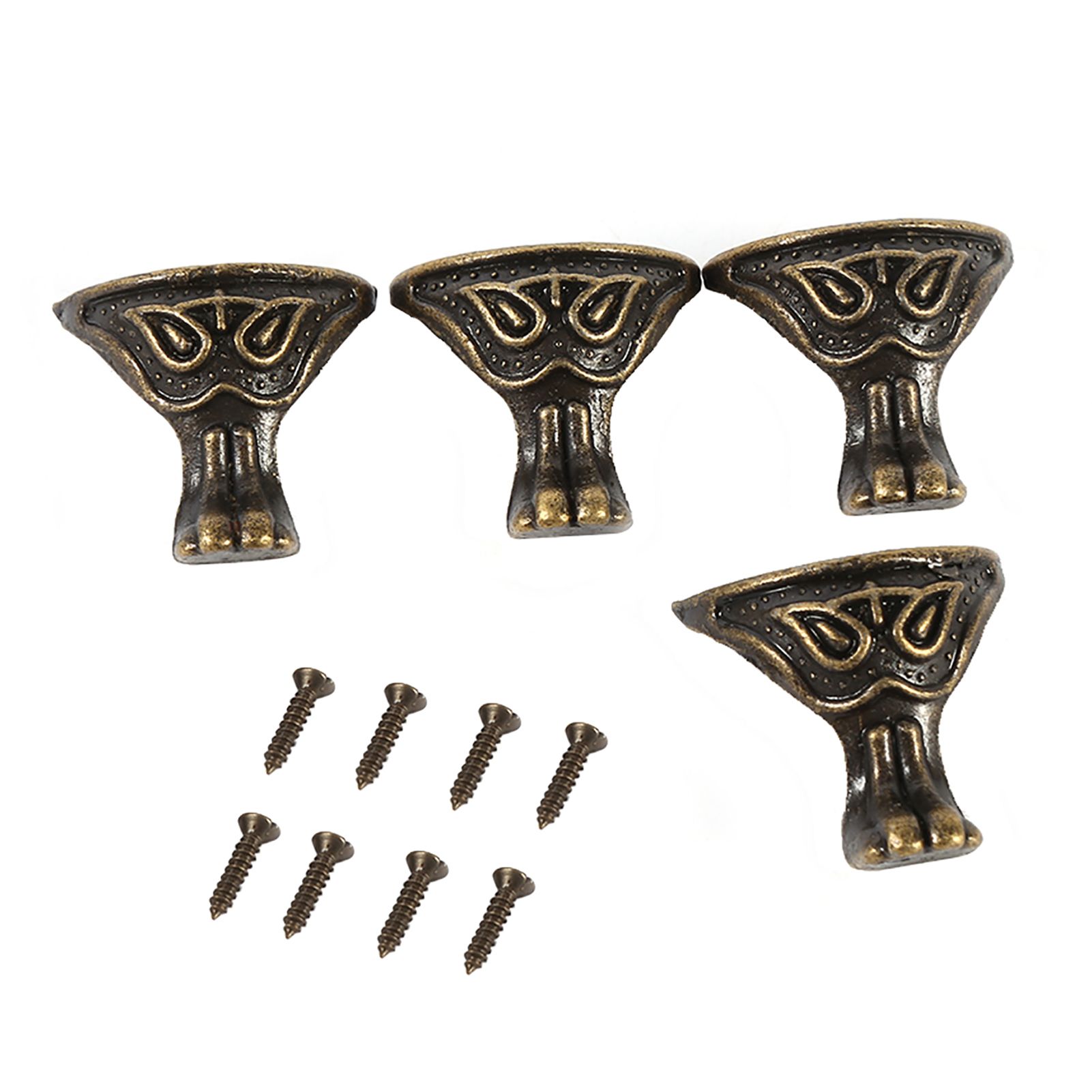 4Pcs Antique Brass Jewelry Gift Box Wood Case Decorative Feet Legs Corner