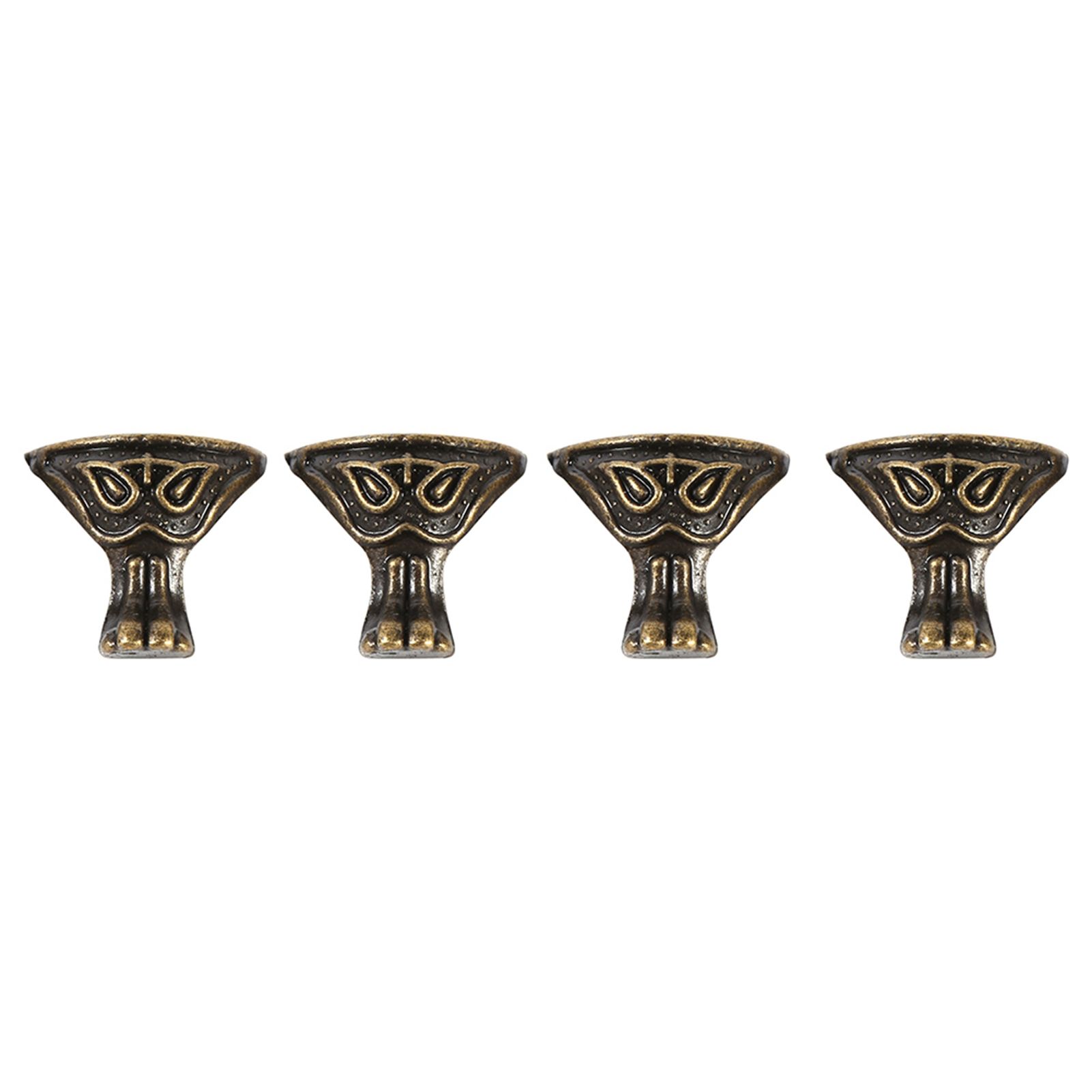 4Pcs Antique Brass Jewelry Gift Box Wood Case Decorative Feet Legs Corner view 3
