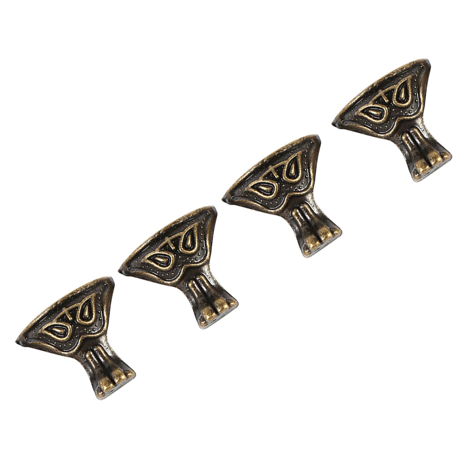 4Pcs Antique Brass Jewelry Gift Box Wood Case Decorative Feet Legs Corner view 4