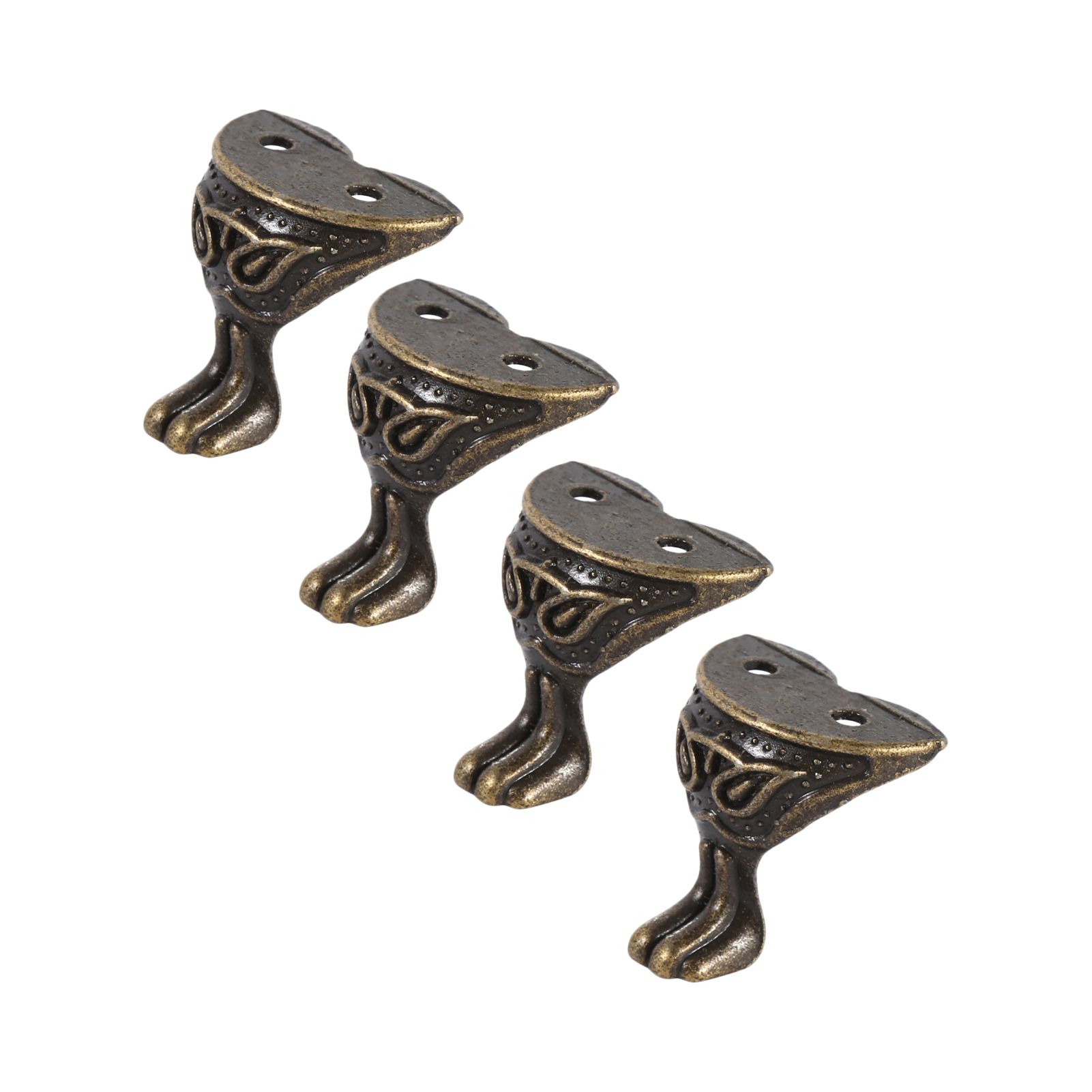 4Pcs Antique Brass Jewelry Gift Box Wood Case Decorative Feet Legs Corner view 6