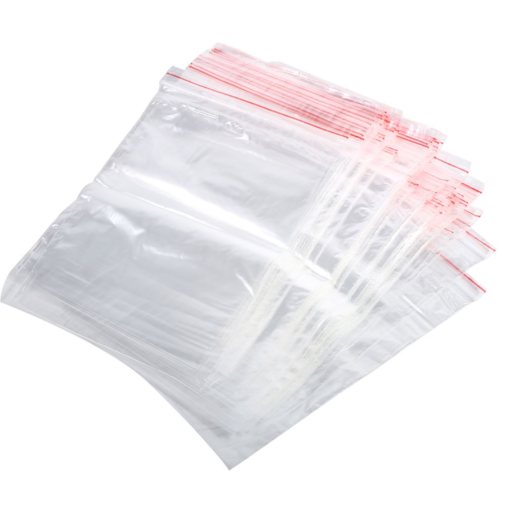 3 Sizes 100Pcs Reusable Zip Lock Clear Plastic Sealing Packaging Bags For