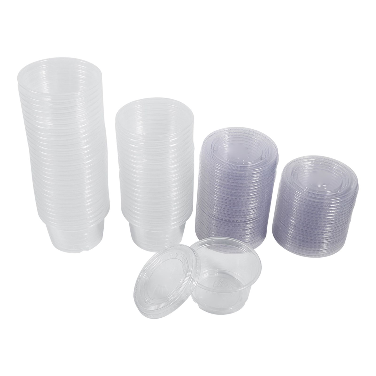 50Pcs Disposable Plastic Clear Sauce Chutney Cups Boxes With Lid Food Takeaway