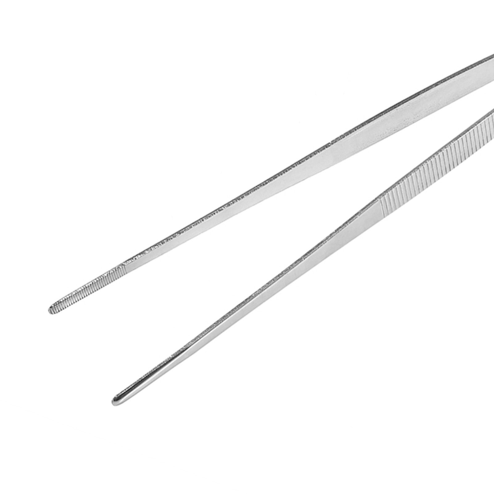 Stainless Steel Silver Long Food Tongs Straight Home Medical Tweezers Garden view 14