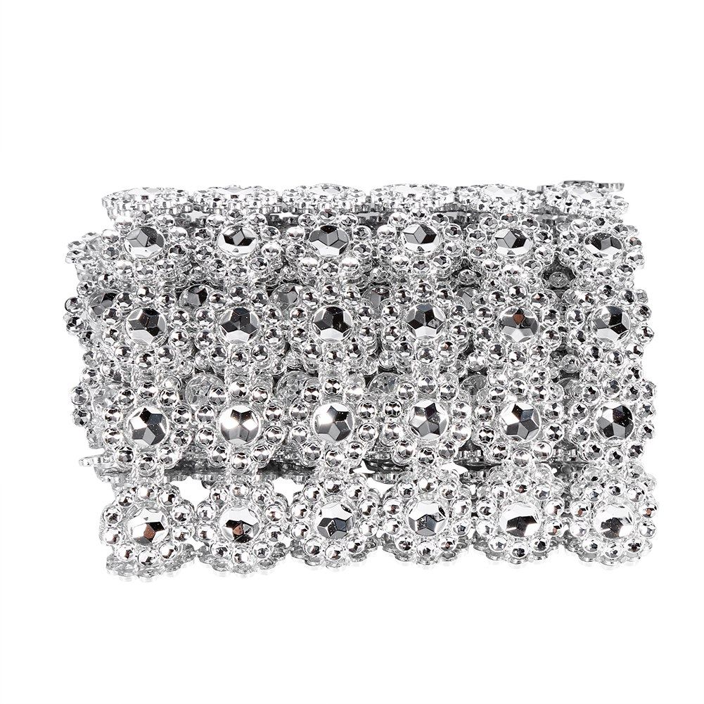 1 Yard Long Flower Shape Diamond Mesh Warp Sparkling Artificial Crystal view 2