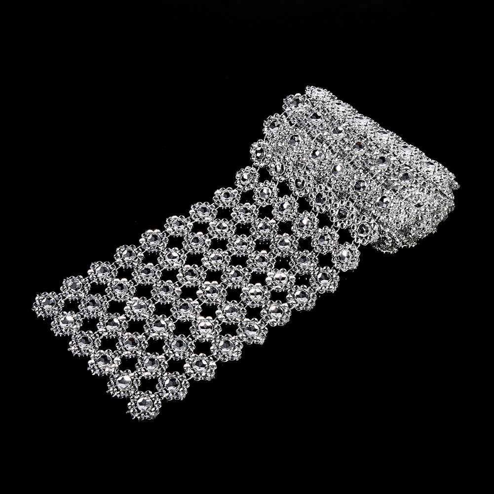 1 Yard Long Flower Shape Diamond Mesh Warp Sparkling Artificial Crystal view 3