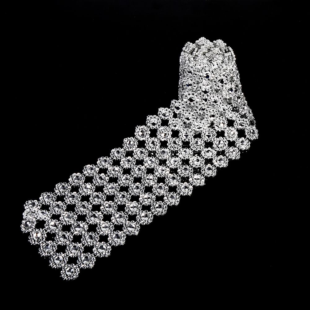 1 Yard Long Flower Shape Diamond Mesh Warp Sparkling Artificial Crystal view 4