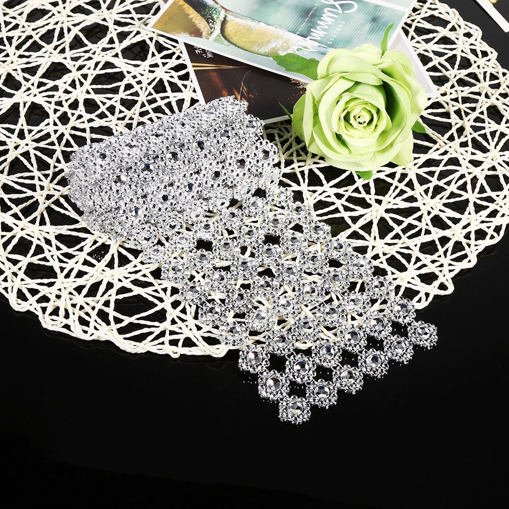 1 Yard Long Flower Shape Diamond Mesh Warp Sparkling Artificial Crystal view 5
