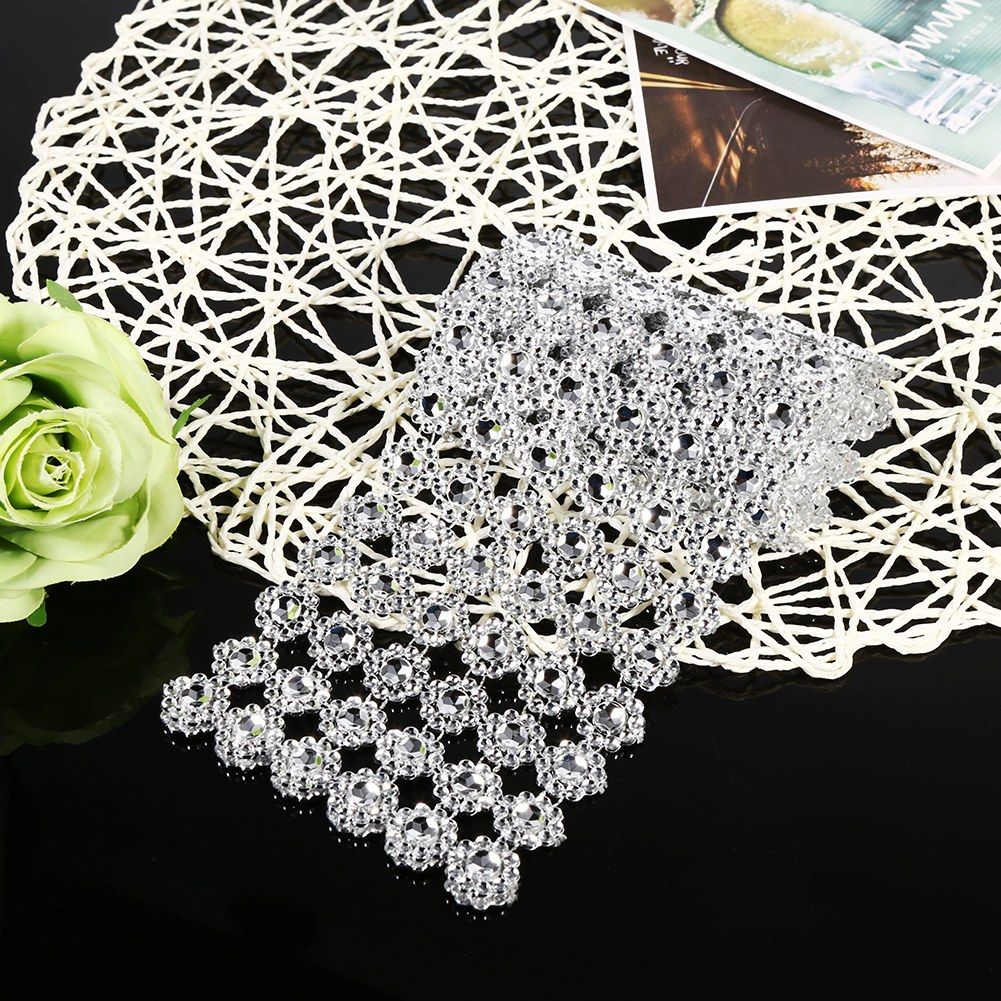 1 Yard Long Flower Shape Diamond Mesh Warp Sparkling Artificial Crystal view 6