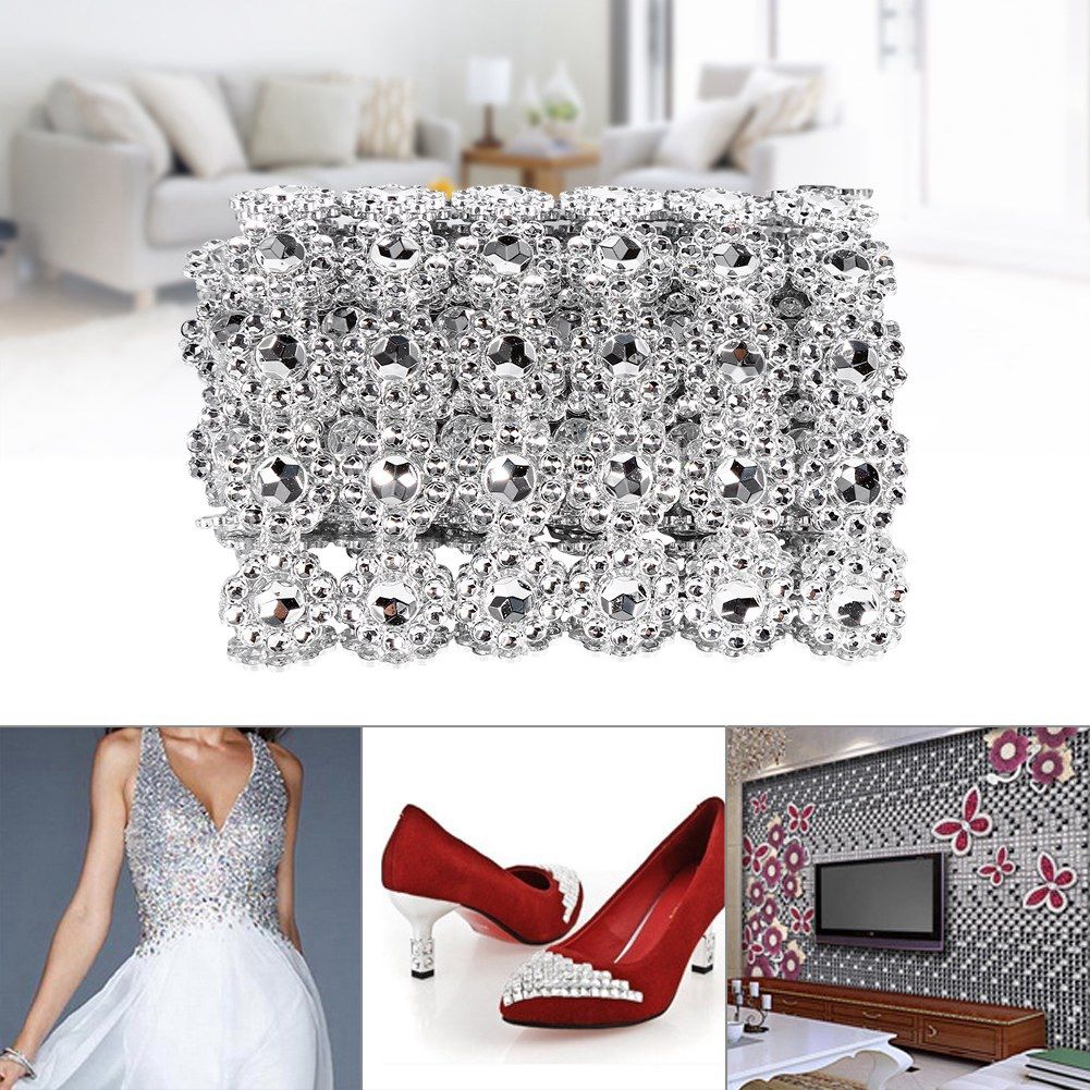 1 Yard Long Flower Shape Diamond Mesh Warp Sparkling Artificial Crystal view 10